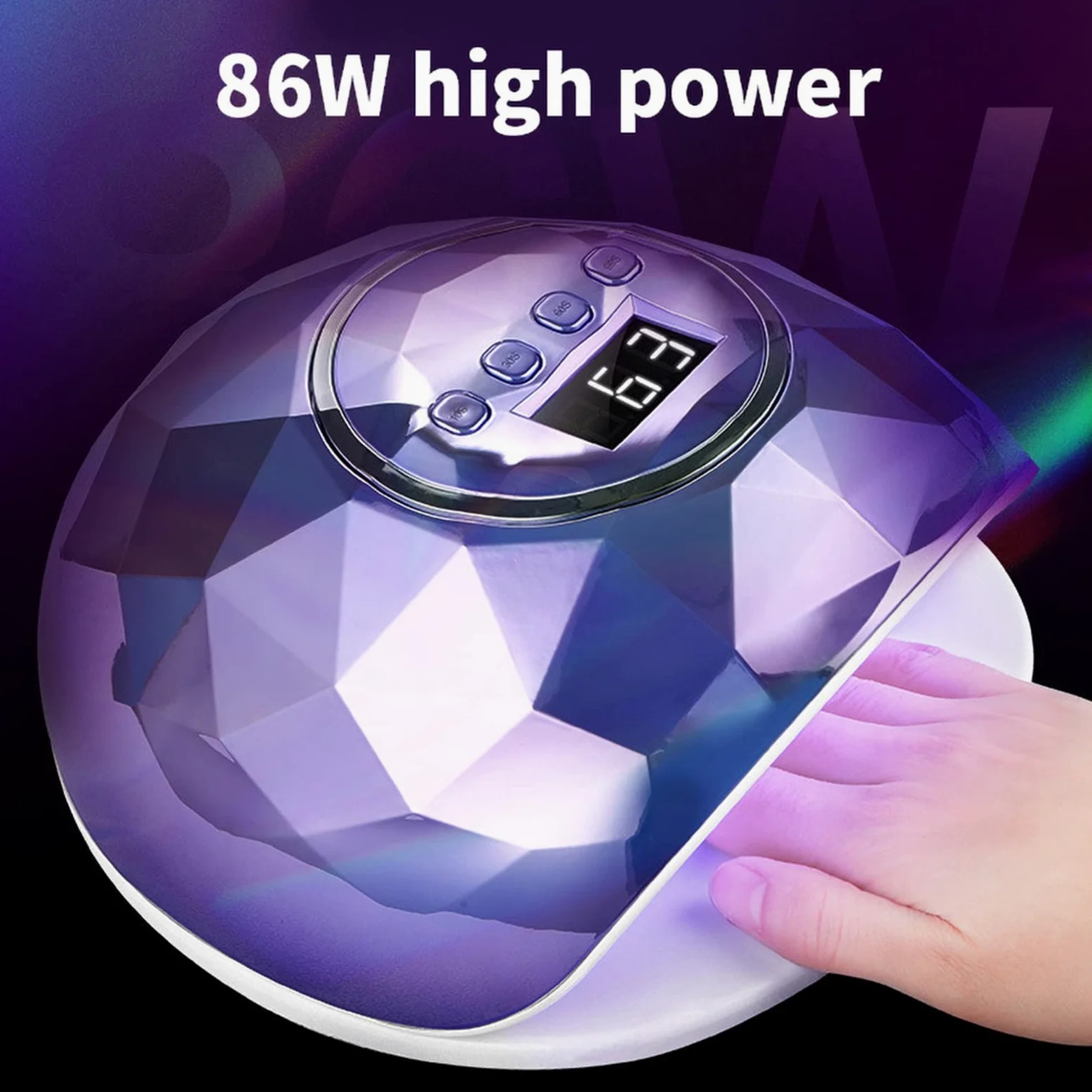 ZYC La Lampada a LED UV 86W per Unghie è Adatta per Tutti Gli smalti di Gel con Raggi ultravioletti 39 LED Lampada per Unghie a Secco rapido,Viola