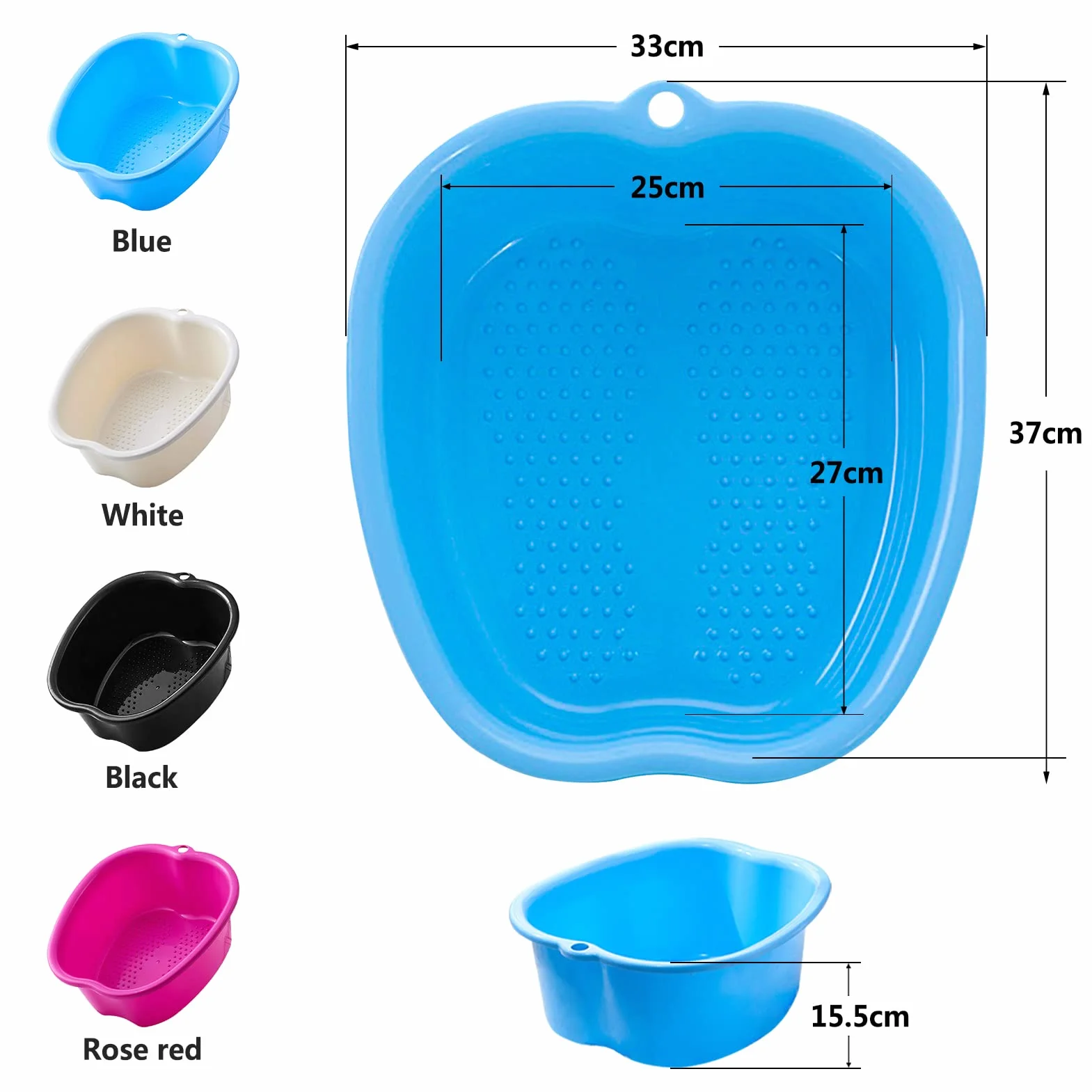 Vasca da bagno grande in plastica spessa pediluvio, pediluvio spa, acqua spa e massaggio ai piedi - vasca per ammollo piedi, unghie e caviglie, pedicure, pedicure, vasca da bagno portatile (viola)
