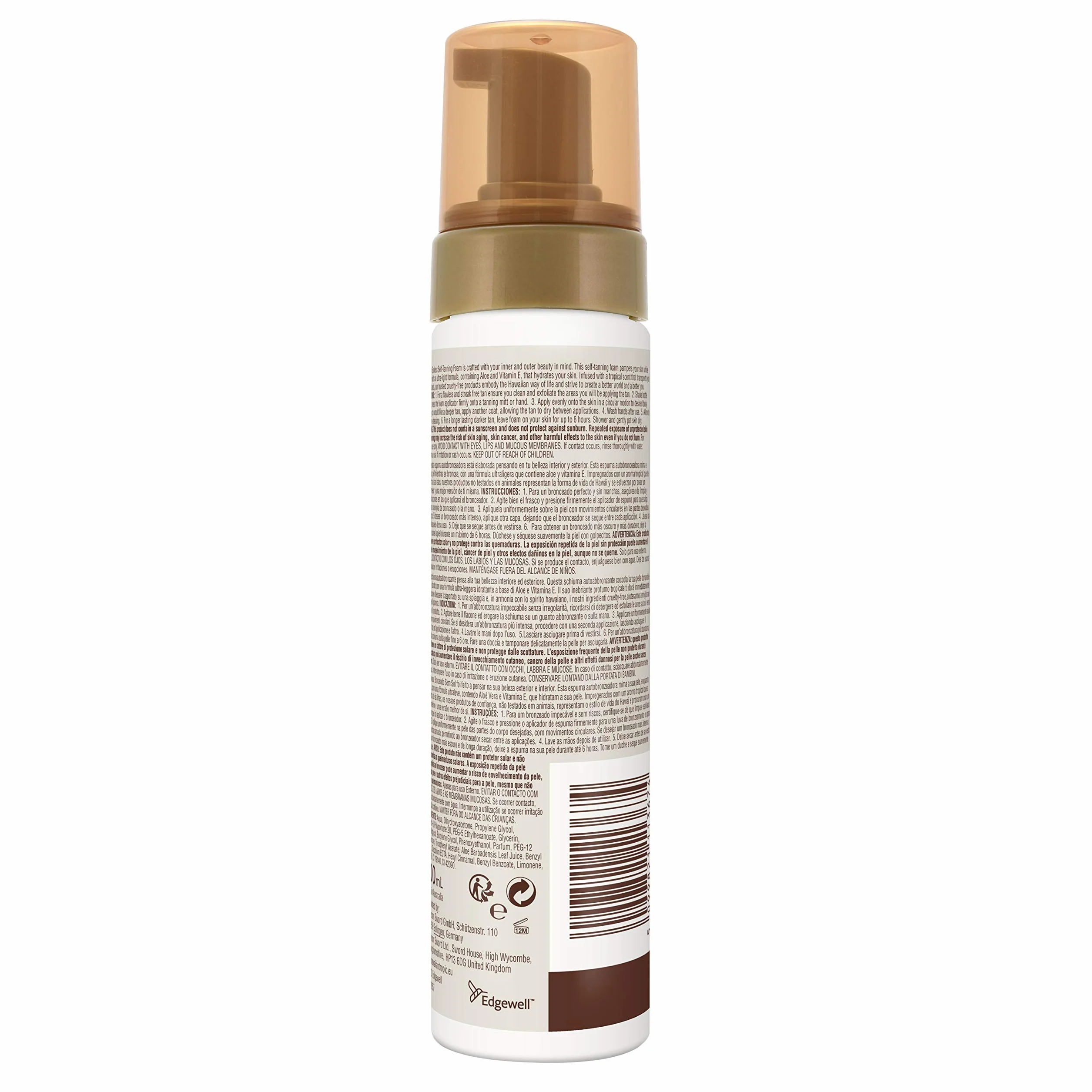 Hawaiian Tropic - Self Tanning Foam Dark, Autoabbronzante in Mousse per Pelli Scure, Formato 200 ml, con Aloe Vera e Vitamina E