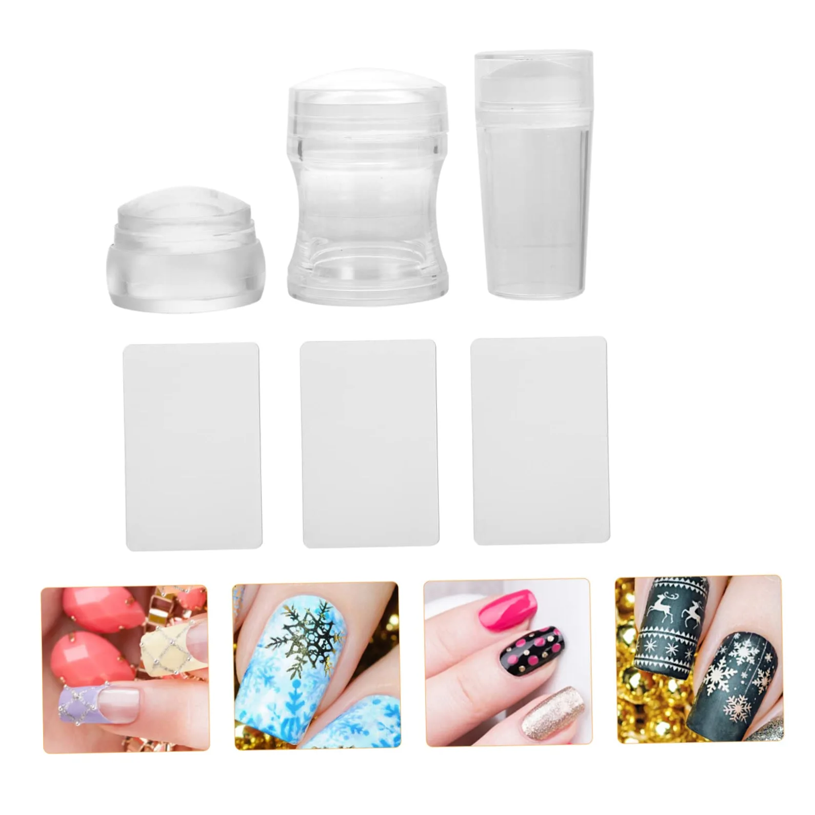 POPETPOP 12sets Stampini Per Unghie Silicone Trasparente Con Raschietti Strumenti Per Nail Art Per Manicure Casa e Professionale