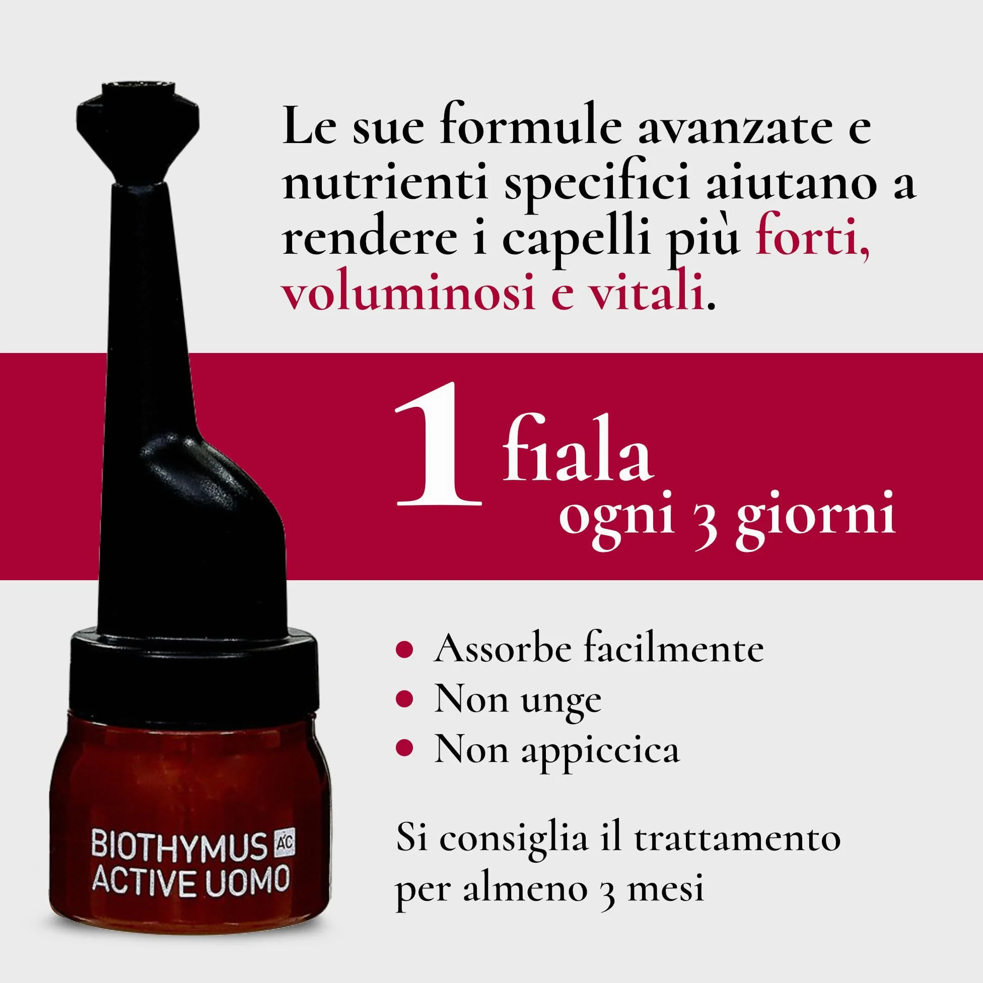 Biothymus Active Uomo, 20 Fiale Anticaduta Capelli Uomo, Trattamento Attivo con Formula Intensiva ad Azione Prolungata, 2 Mesi di Trattamento