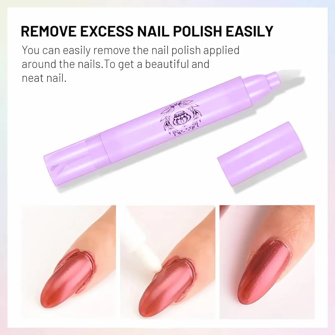 WUSJCOF 3 Pezzi Penna Correttore Smalto con 9 Punte di Ricambio Rimozione Smalto per Unghie Senza Solvente, Nail Remover Correzione Pen, Pennello Correggi Smalto per Unghie