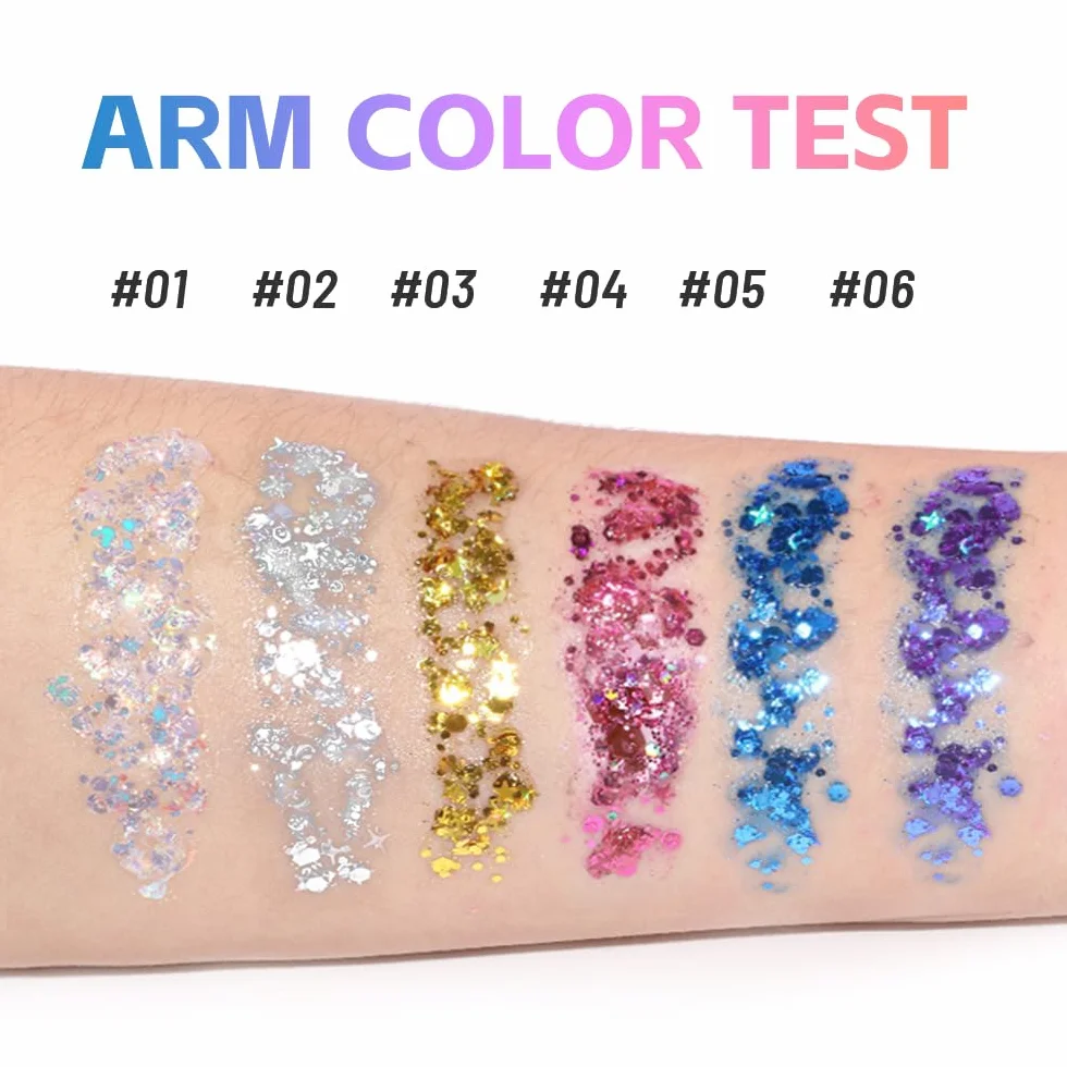 Gel glitter per viso e corpo, trucco viso di carnevale, glitter per capelli, gel con paillettes, accessorio cantante per concerti festival (#04 rosa)