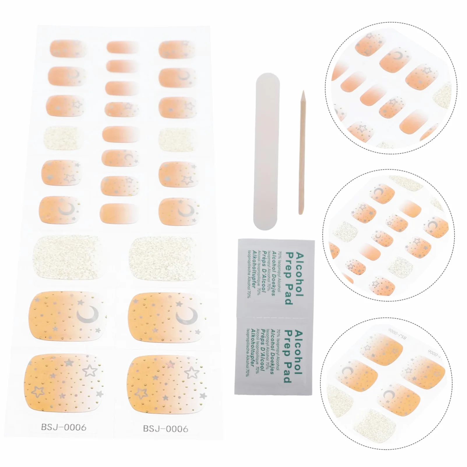 PACKOVE 3sets Sticker Unghie Gel Semi Polimerizzati Per Decorazione Adesivi Per Unghie Design Facile Applicazione e Rimozione Per e Ragazze Include e Bastoncino