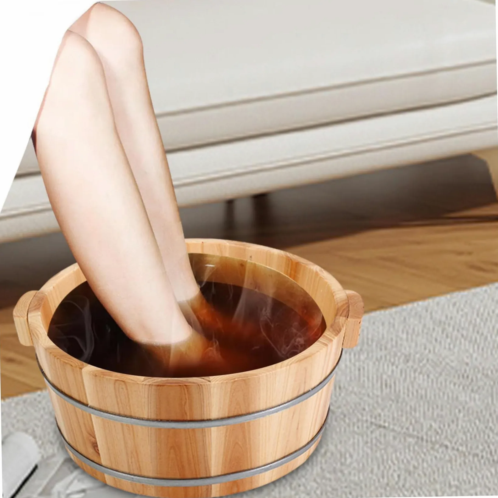 Ciotola per pedicure Vasca per piedi in legno 14, 2x6, 3 | Legno naturale liscio, ottimo per la cura dei piedi, ideale per sessioni spa a casa