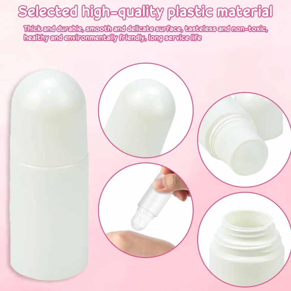 4 Pz Bottiglie a Rullo in Plastica Bottiglie Vuote con Sfera a Rullo da 50ml Contenitori Deodoranti Fai da Te con Sfera a Rullo per Aromaterapia, Profumi, Deodorante e Cosmetici