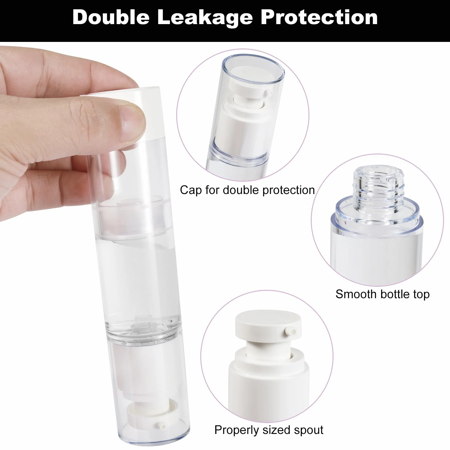 6 Pezzi 50ml Airless Porta Crema Pump, Airless Contenitore Crema Pump, Dispenser per Crema, Dispenser Cosmetico da Riempire, Bottiglie da Viaggio per Lozione, Fondotinta, Olio essenziale