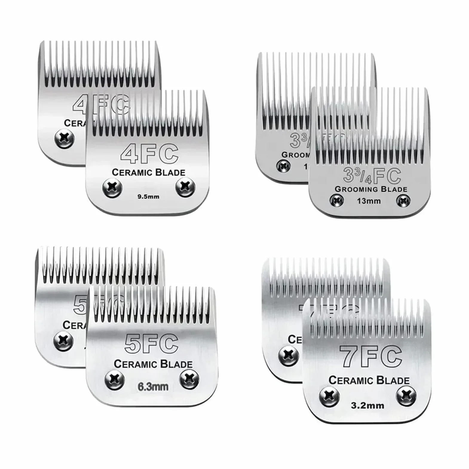 2Pack Detachable Dog Grooming Clipper Replacement Blades，Compatible For OSTER，Dog Clippers, Ceramic&Stainless Steel(2 pcs (9.5mm))