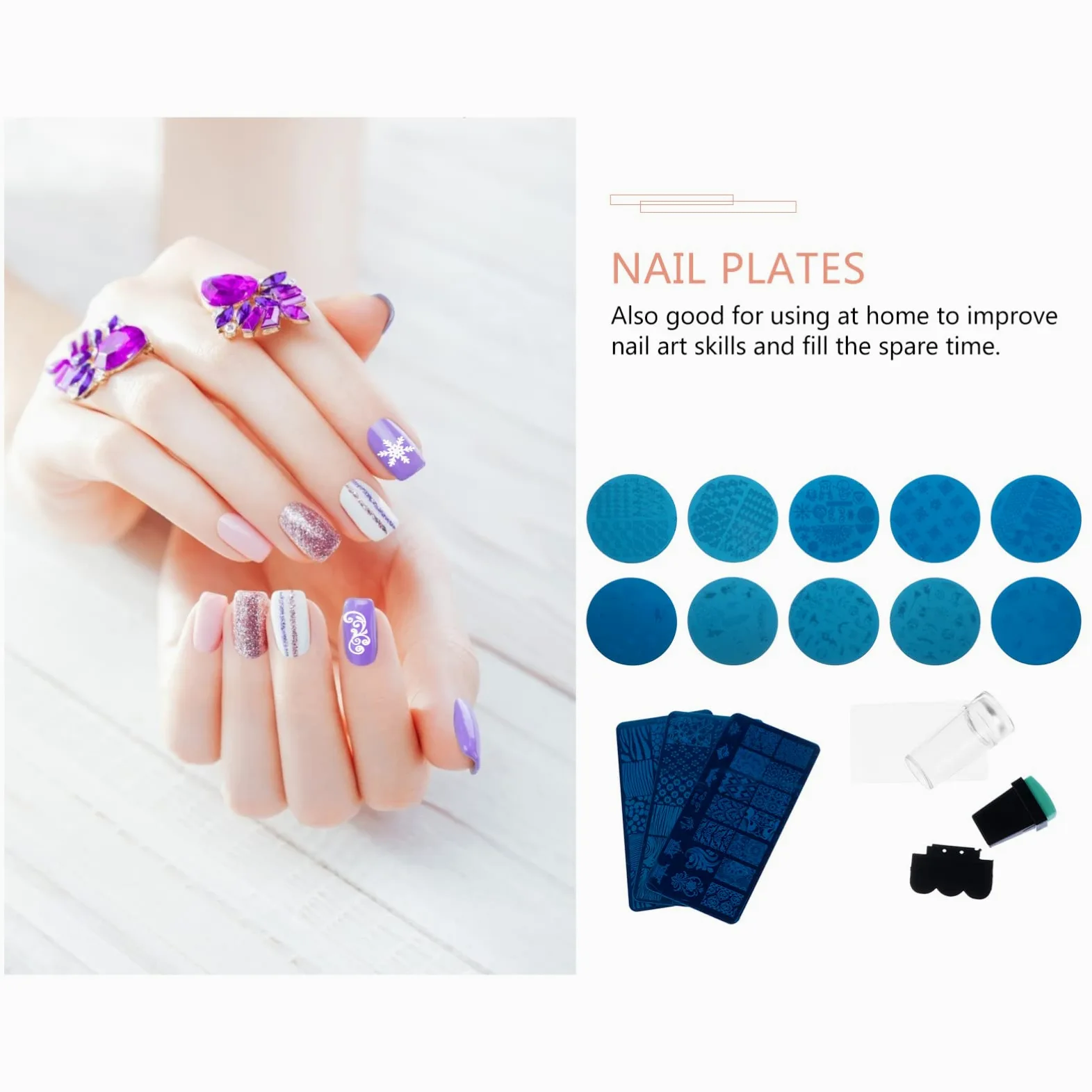 2 Set Piastre Stamping Per Unghie Template Creativi Per Nail Art Te Stupendi Design Manicure E Pedicure Per E Appassionati Nail Art 13 Pezzi*2