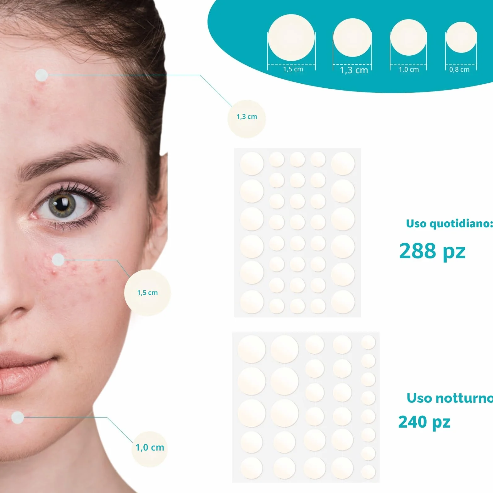 528 Pezzi Cerotti Brufoli, Hydrocolloid Patch Invisibile Naturale 2 in 1 Giorno e Notte Che Invisibile Patch Brufoli Impermeabile e Traspirante Assorbenti