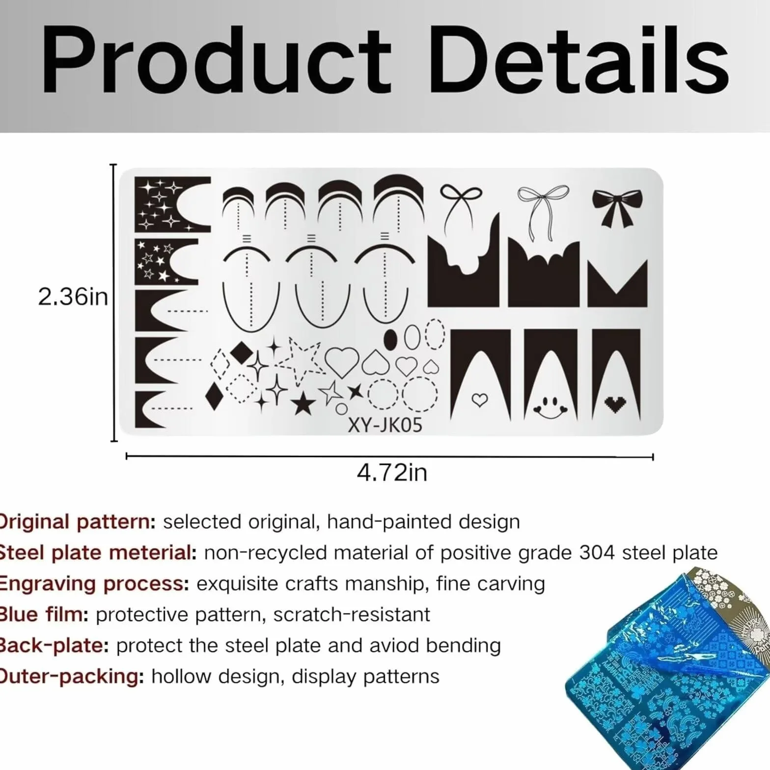 French Line Nail Stamping Plates French Tip Nail Stamp Plate Geometric Wave Strips Nail Art Stamper Stencil Modello di Stampa in Acciaio Inox