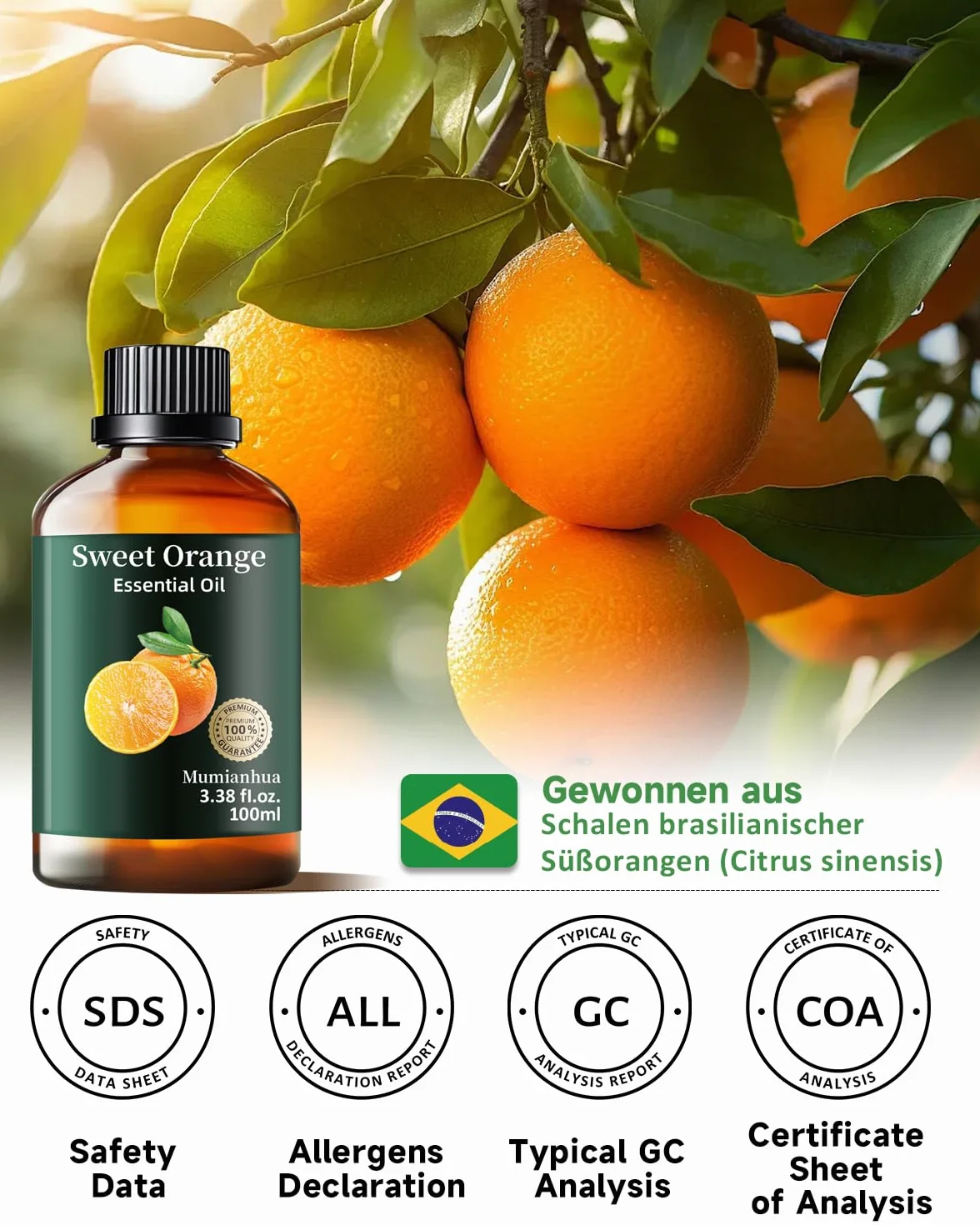 Olio Essenziale di Vaniglia Puro Naturale 100ml per Diffusori, Aromaterapia, Cura della Pelle, Candele e Saponi