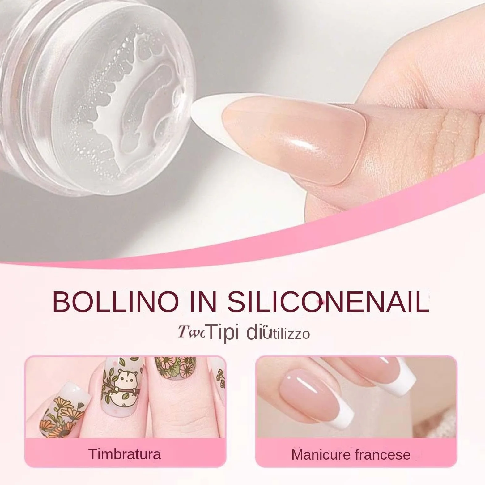 Kit Di Timbri Per Unghie Con Punta Francese In Silicone Stampo Per Unghie In Silicone Trasparente Strumento Di Stampa Per Nails Per Ragazze Manicure A Casa Salone D'arte Fai Da Te