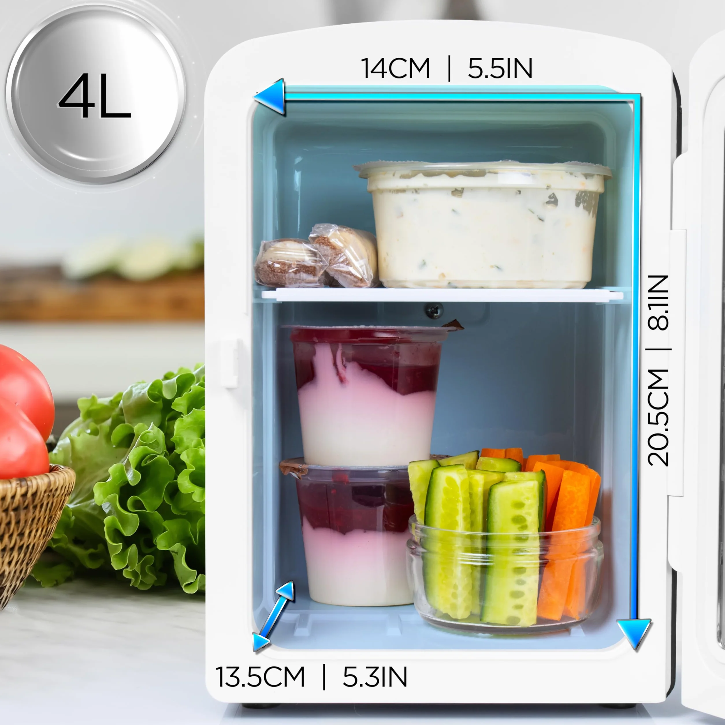 Duronic MFW4 BK Mini Frigo Termoelettrico Portatile 4L per Cosmetici e Bevande, Skincare Cooler, Caldo/Freddo, 6 Lattine, AC/DC 12V Auto e 220V Casa Nero