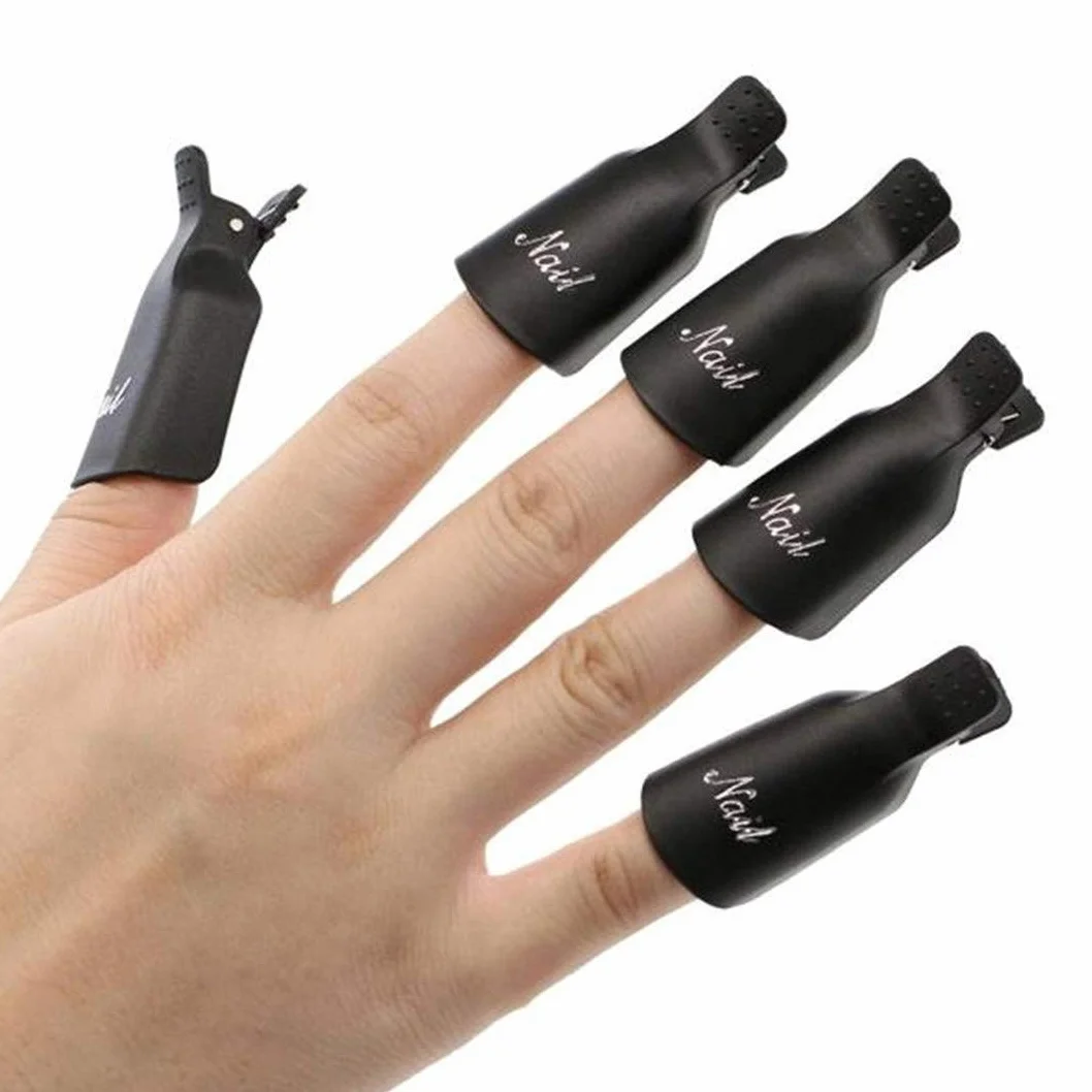 Clip per Rimuovere lo Smalto, Acrilico Chiodo Arte Berretto Gel Dello Smalto Strumento per Avvolgere le Unghie per Manicure UV Rimozione Clips Nail Polish Remover