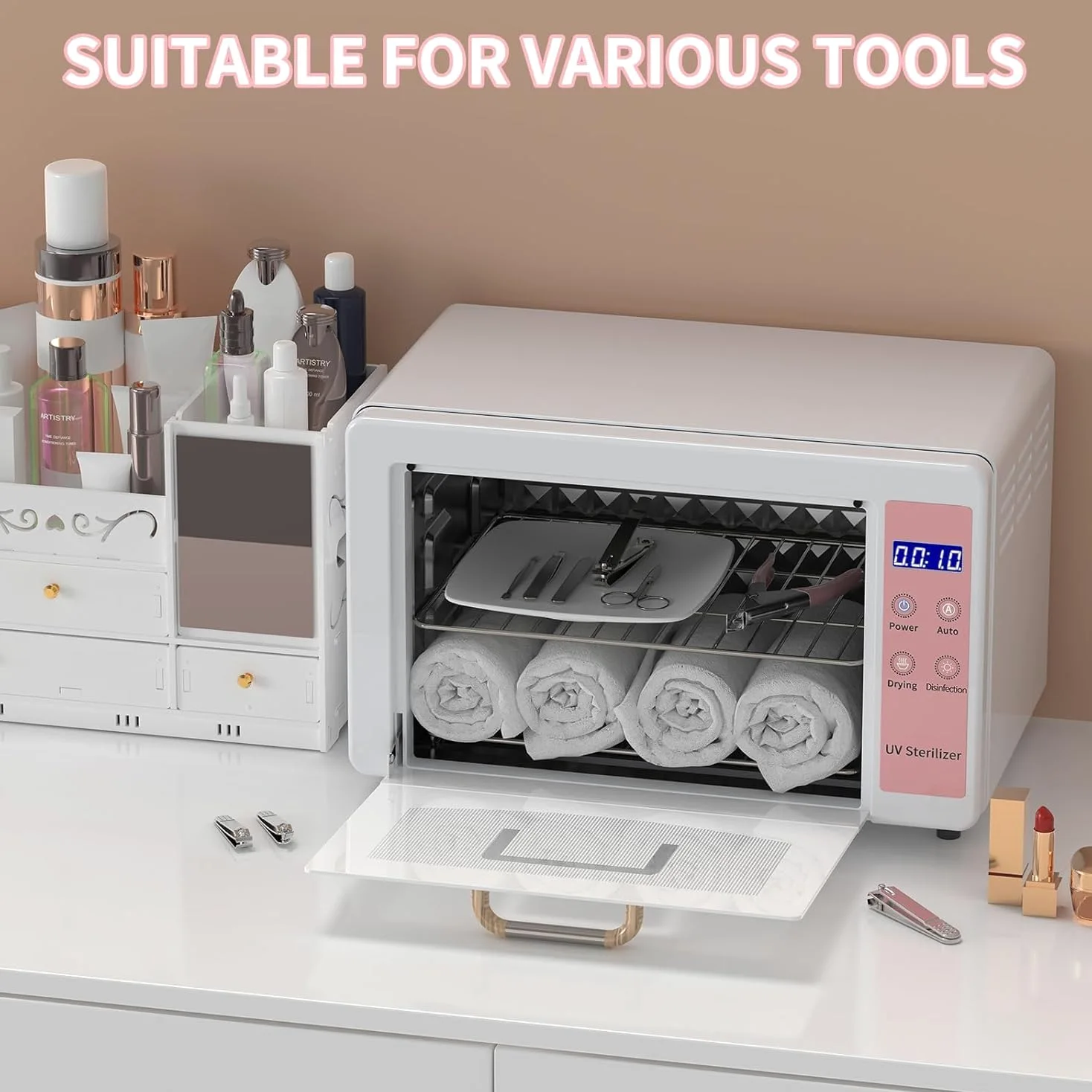 Sterilizzatore UV 10 L,Efficace Autoclave Sterilizzatore,Sterilizzatore UV con asciugatura,Aria calda Termostatica,Sterilizzatore Attrezzature per Saloni di Manicure Acconciatura e Spa (A)