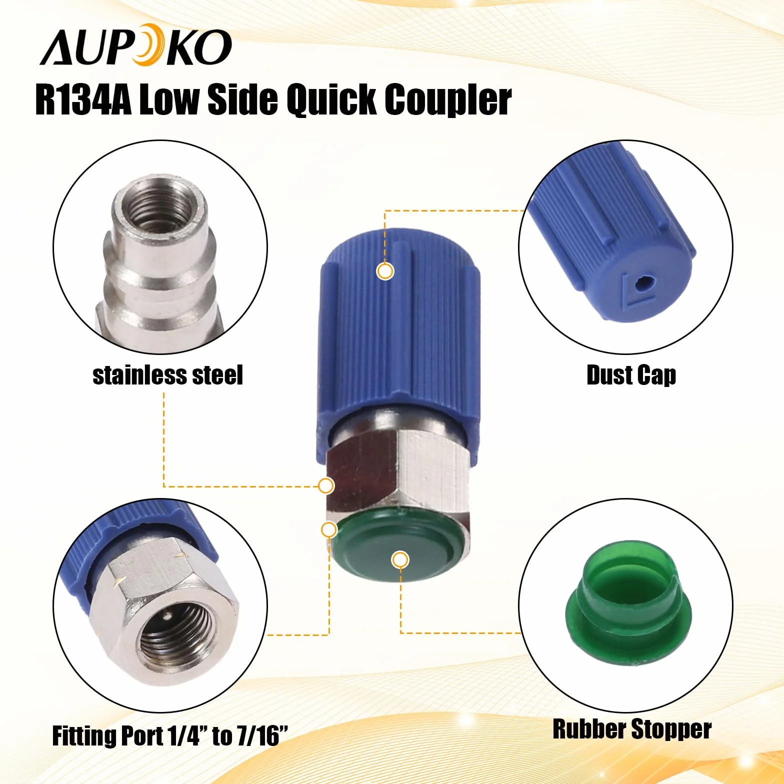 Aupoko Kit Adattatore Conversione R12 R22 a R134A, Set 2 Valvole Alta/Bassa 1/4" SAE 7/16"-20 UNF
