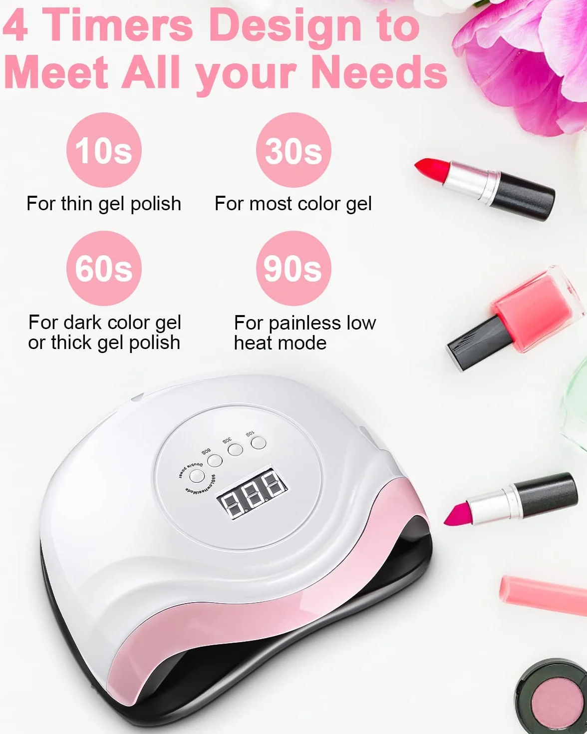 168 W Lampada per Unghie, Lampada a LED UV per Manicure e Pedicure 36 LED Lampada UV Unghie Professionale con Automatico Sensore Display 4 Timers da10s 30s 60s 99s (Elegant-White Pink)