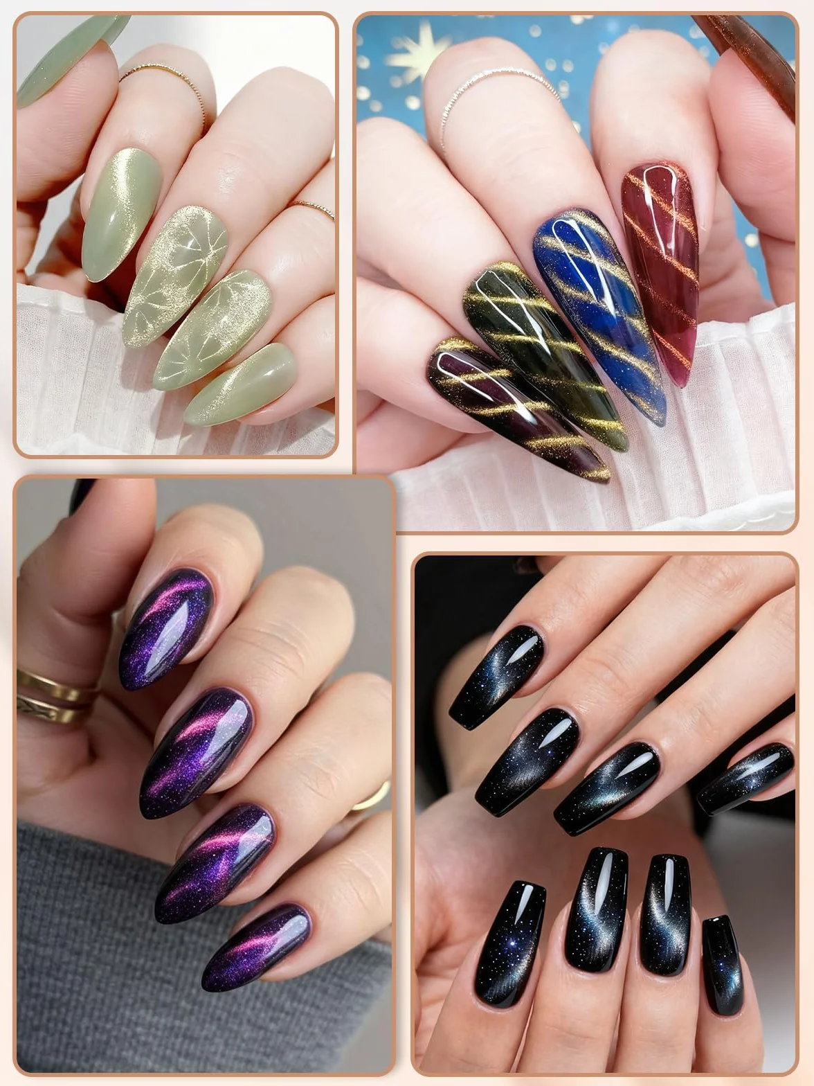 EBANKU 28PCS Cat Eye Magnete Bastone per Unghie Set, Magnetico Stick Magnete per Unghie - Nail Art Tool Uso con Occhio del Gatto UV Gel Polish Polvere o Smalto
