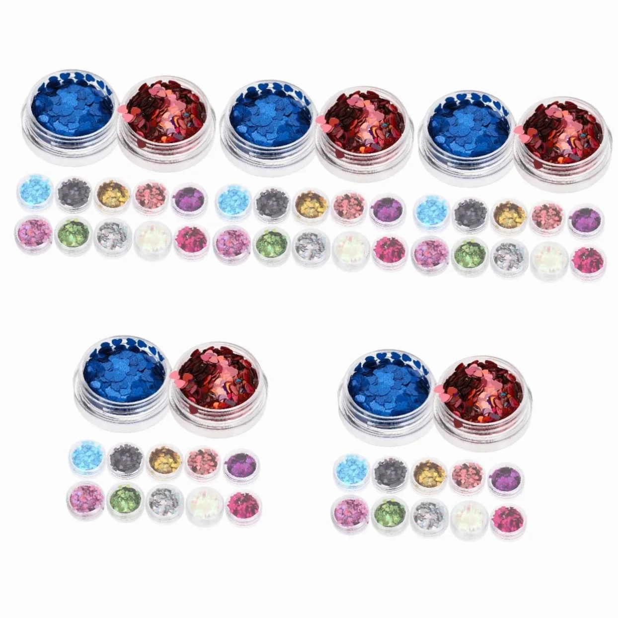 Didiseaon 5 Set Viso Glitterato Glitter Per Unghie A Cuore Adesivi Per Unghie Adesivi Per Smalto Strass Per L'artigianato Adesivi Per Nail Art Con Paillettes L'animale Domestico 12 Scatole*5