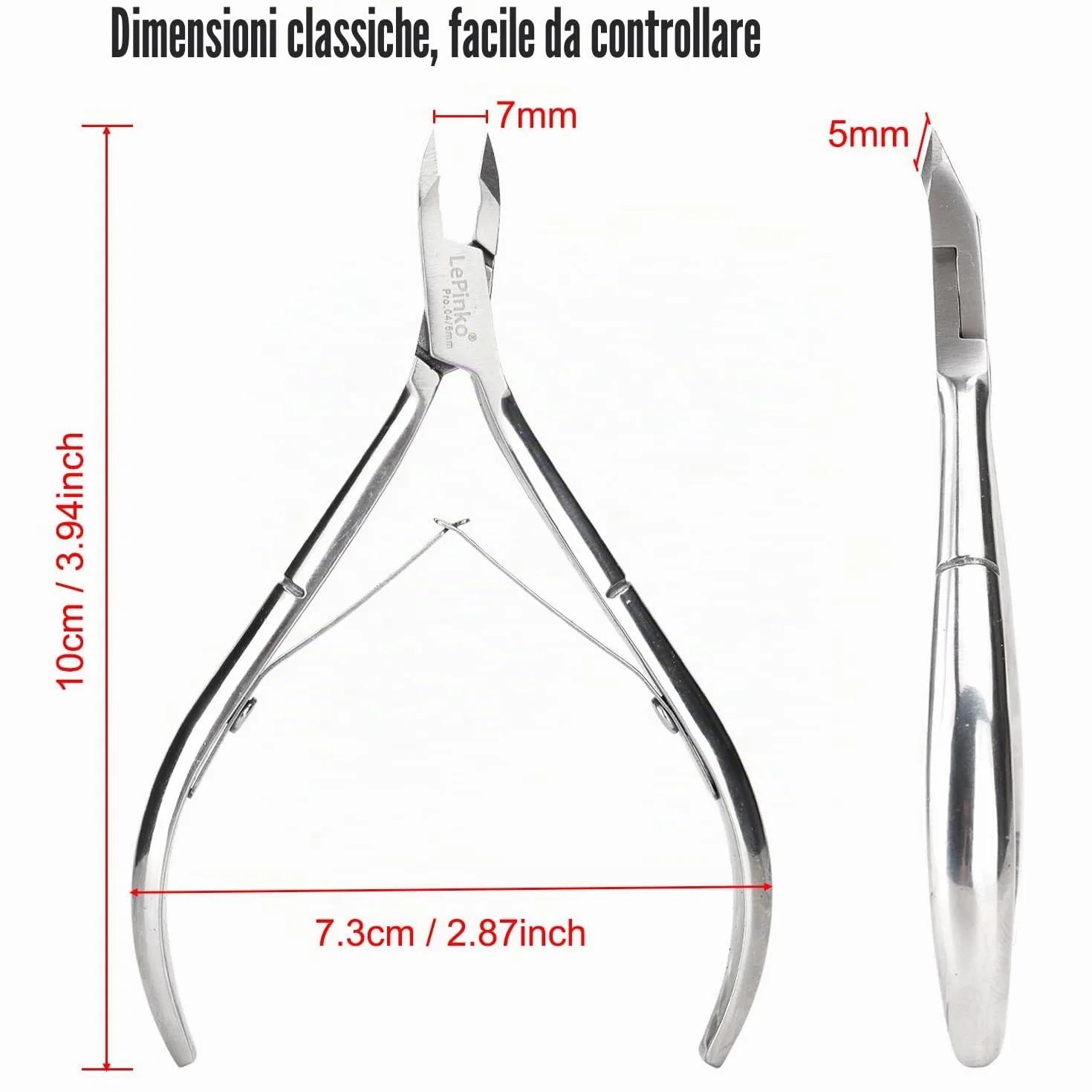 Tronchesino per cuticole in acciaio inox, confezione da 4, per manicure e pedicure
