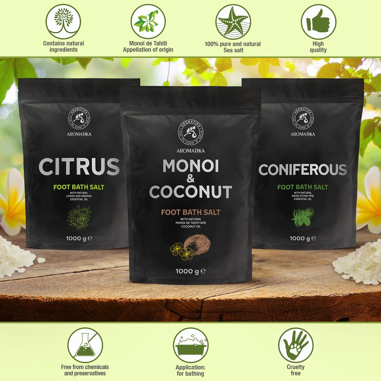 Sale per Pediluvio Monoi de Tahiti e Cocco 1000g - Pediluvio Marino Naturale