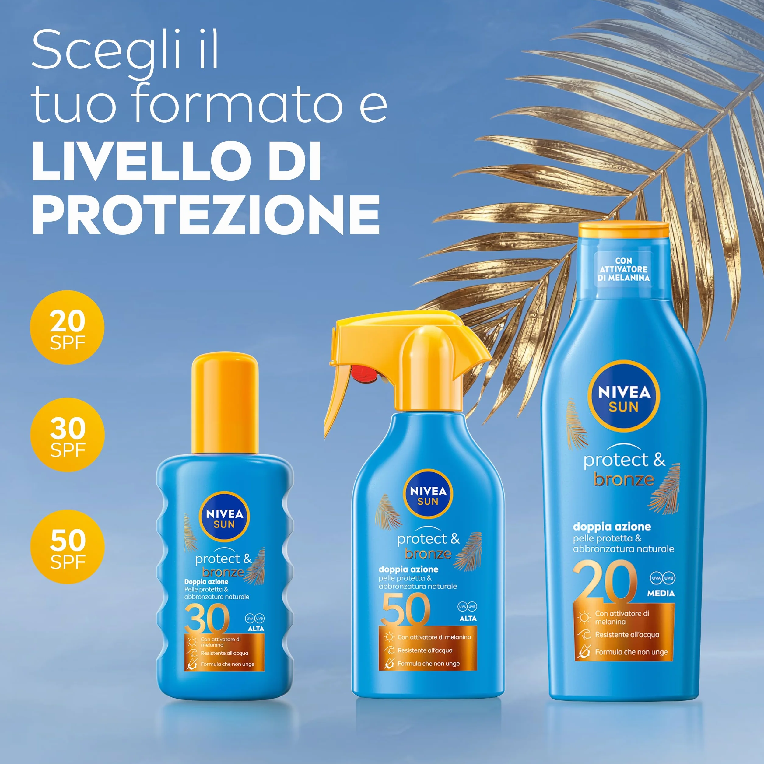 NIVEA SUN Crema Solare Spray Protect & Bronze FP 30 270 ml, Protezione Solare 30 Abbronzatura Dorata