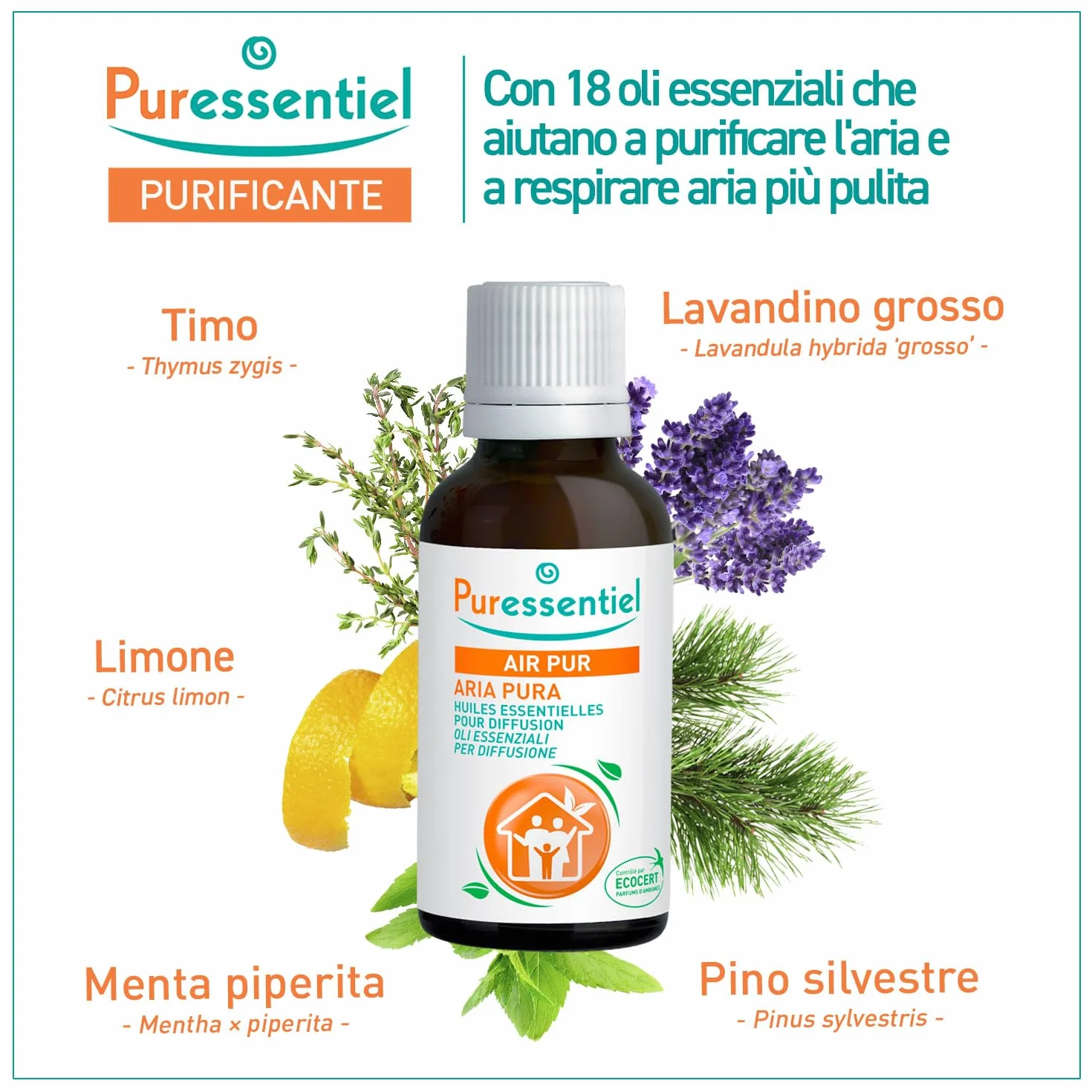 Puressentiel Purificante Miscela Oli Essenziali per Diffusione Aria Pura 30 ml