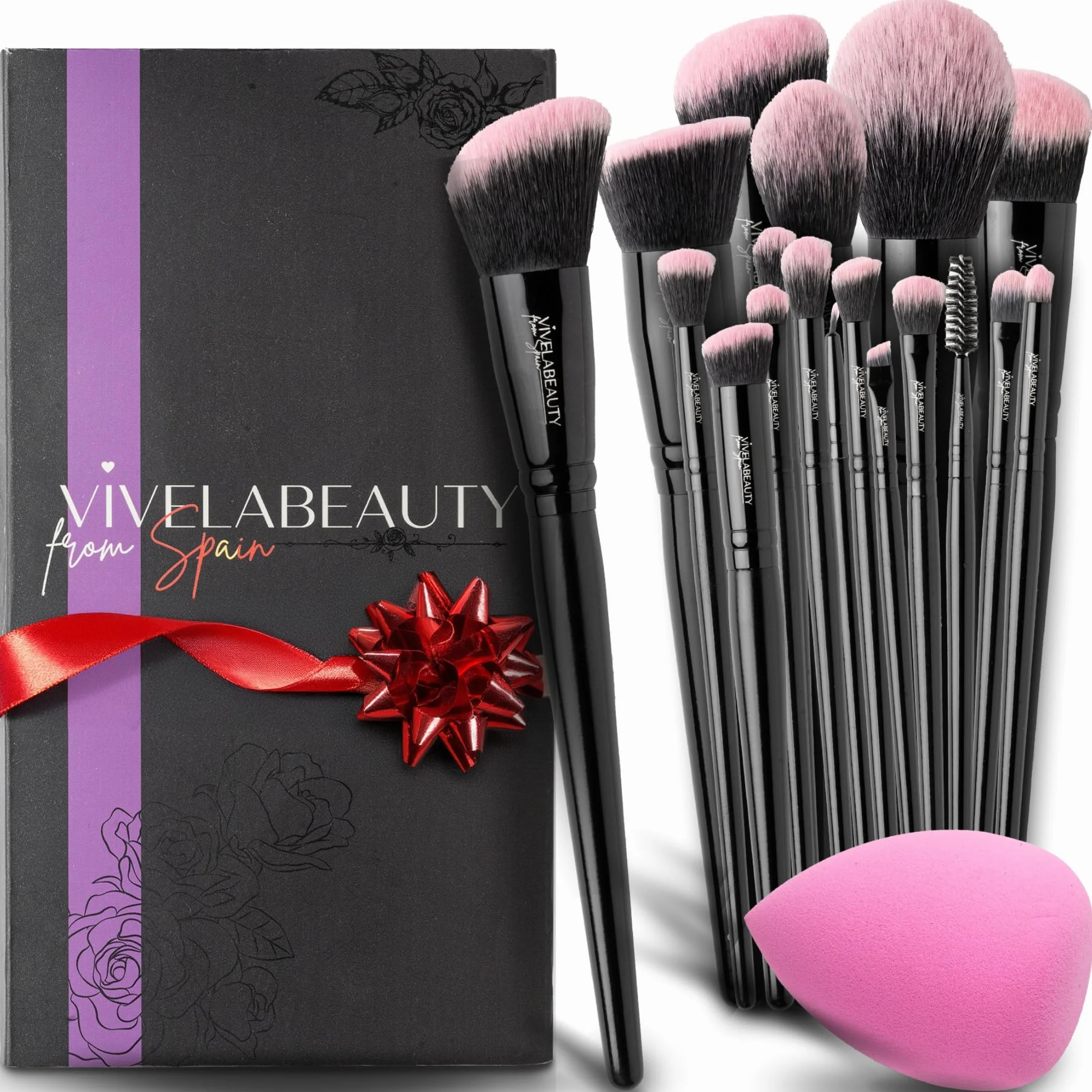 Set Pennelli Make Up 18 Premium synthetic pennello trucco, Kit professionali per fondazione cipria fard ombretto, Pennelli make up, Pennelli trucco make up, Ideale per regalo Compleanno San Valentino.