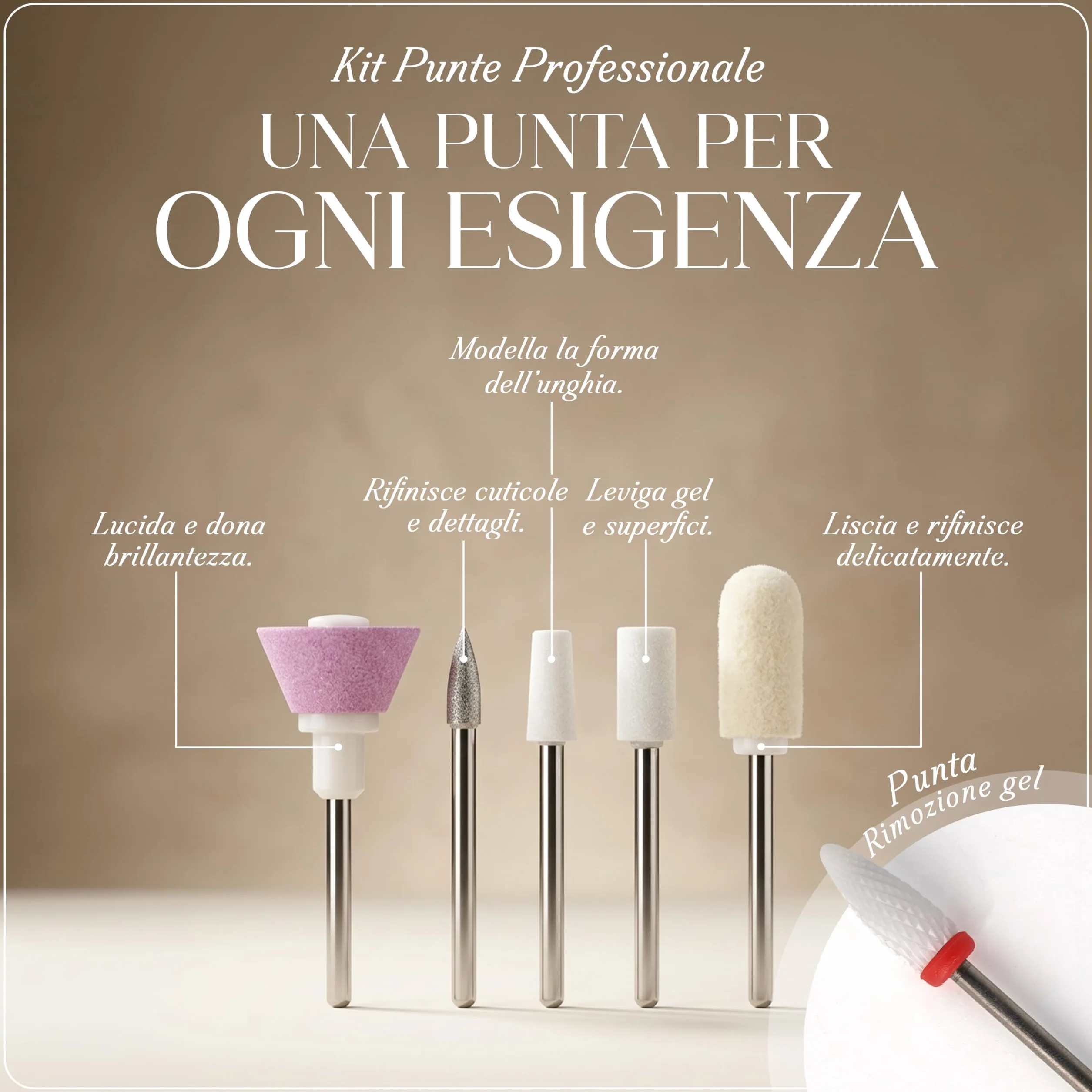 Fresa per Unghie Professionale Ricaricabile USB 6 Testine