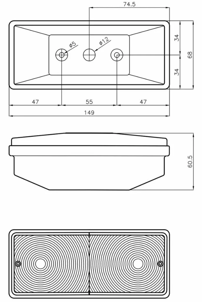 Ama Fanale Anteriore Destro e Sinistro 149x68 mm per Trattori - Doppia Funzione Posizione e Direzione Made in Italy