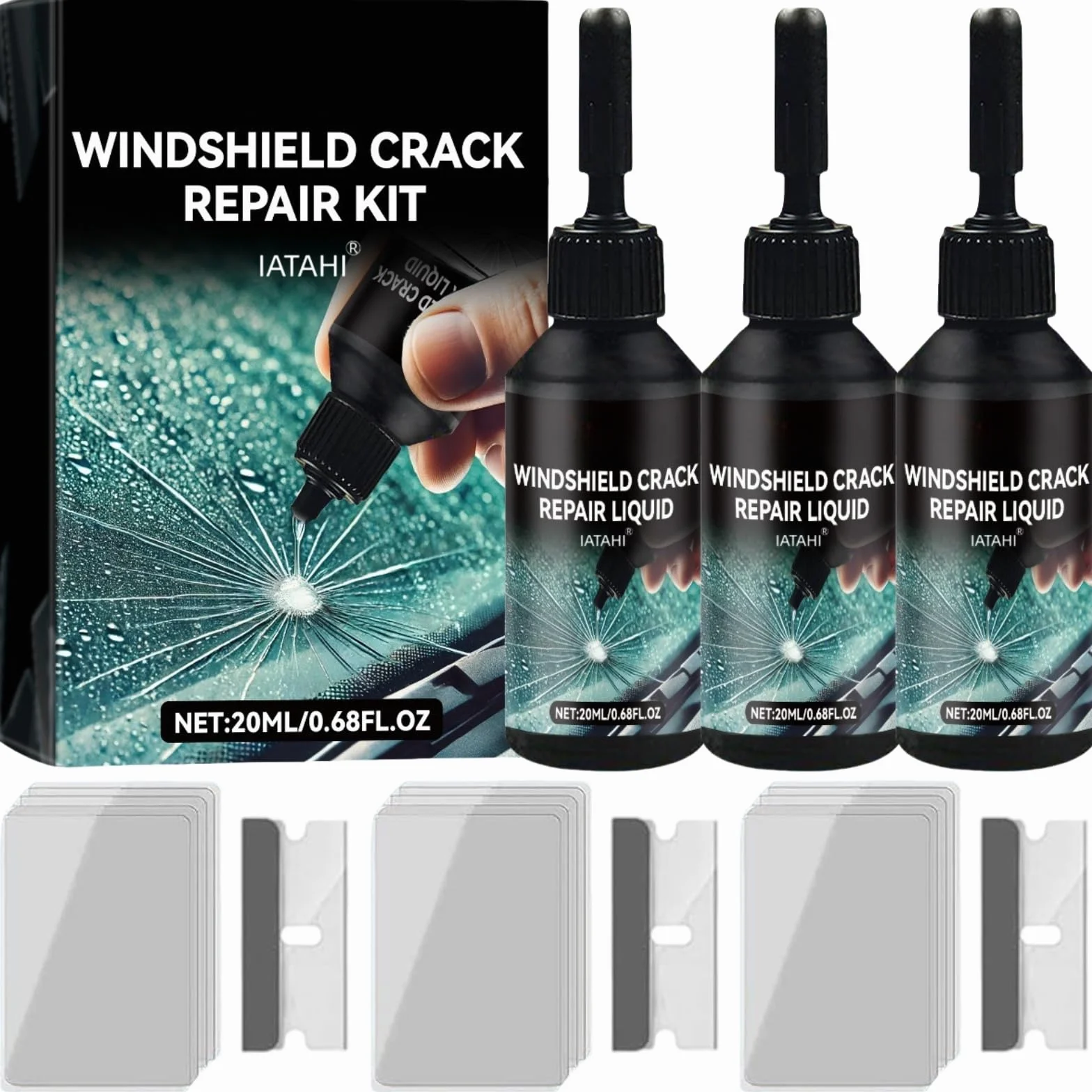 Kit Riparazione Crepe Vetro 3pcs Parabrezza Auto
