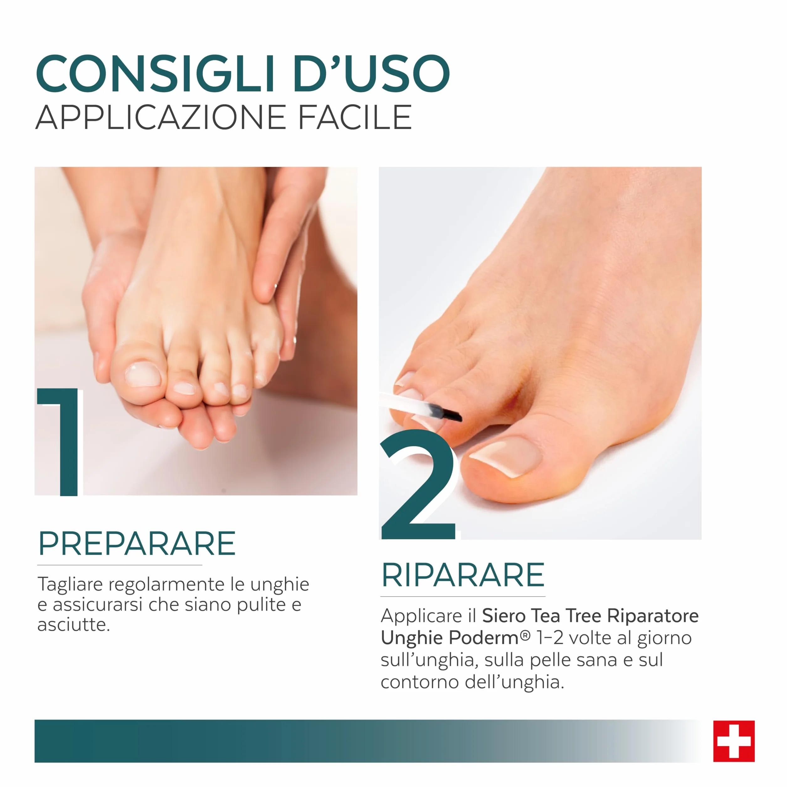PODERM Tea Tree Riparatore Unghie 6 ml Siero 4-in-1 Swiss Made