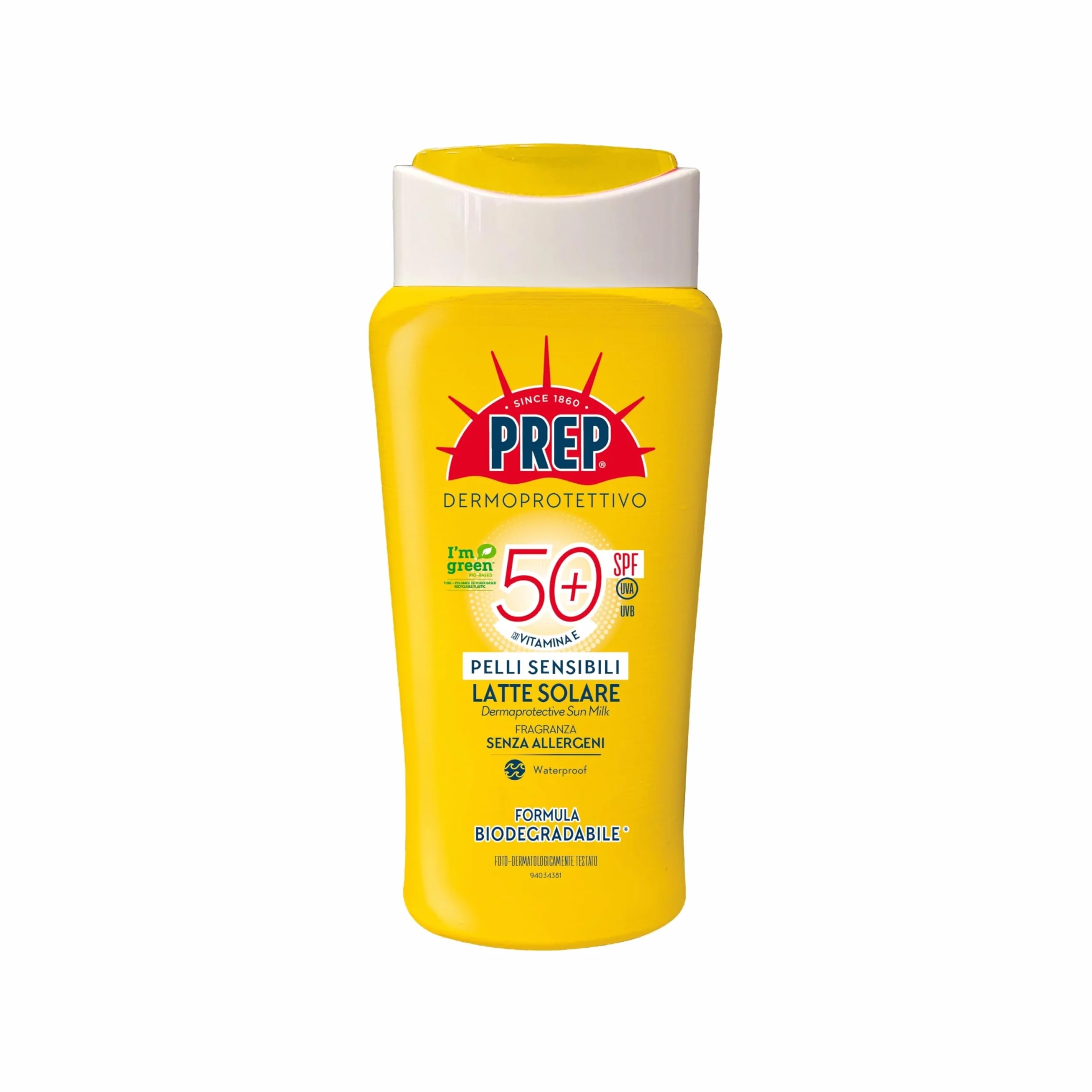 Latte Solare SPF50+ Protezione Pelli Sensibili UVA/UVB Vitamina E Aloe Bio 200ml