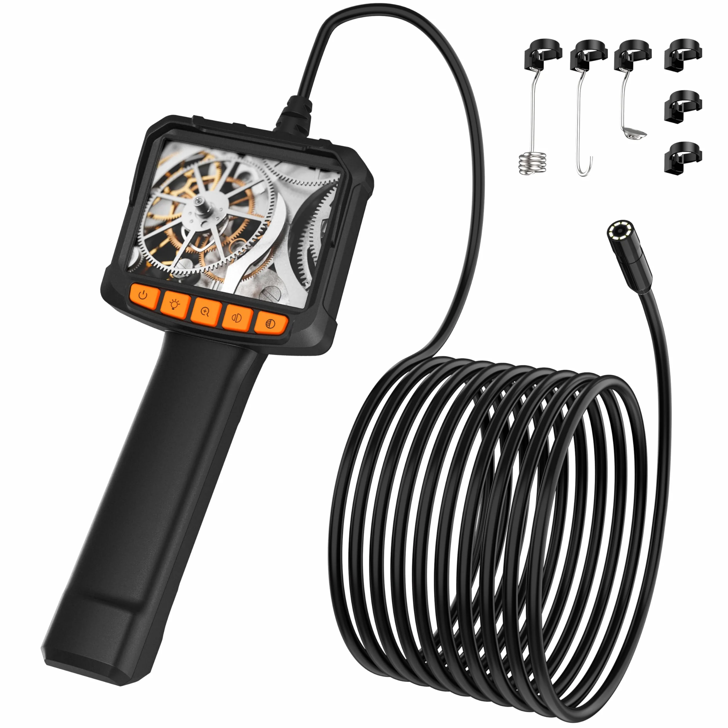 Telecamera Endoscopica 1920P HD con Display, Periscopio Industriale Impermeabile 5M con 8 LED