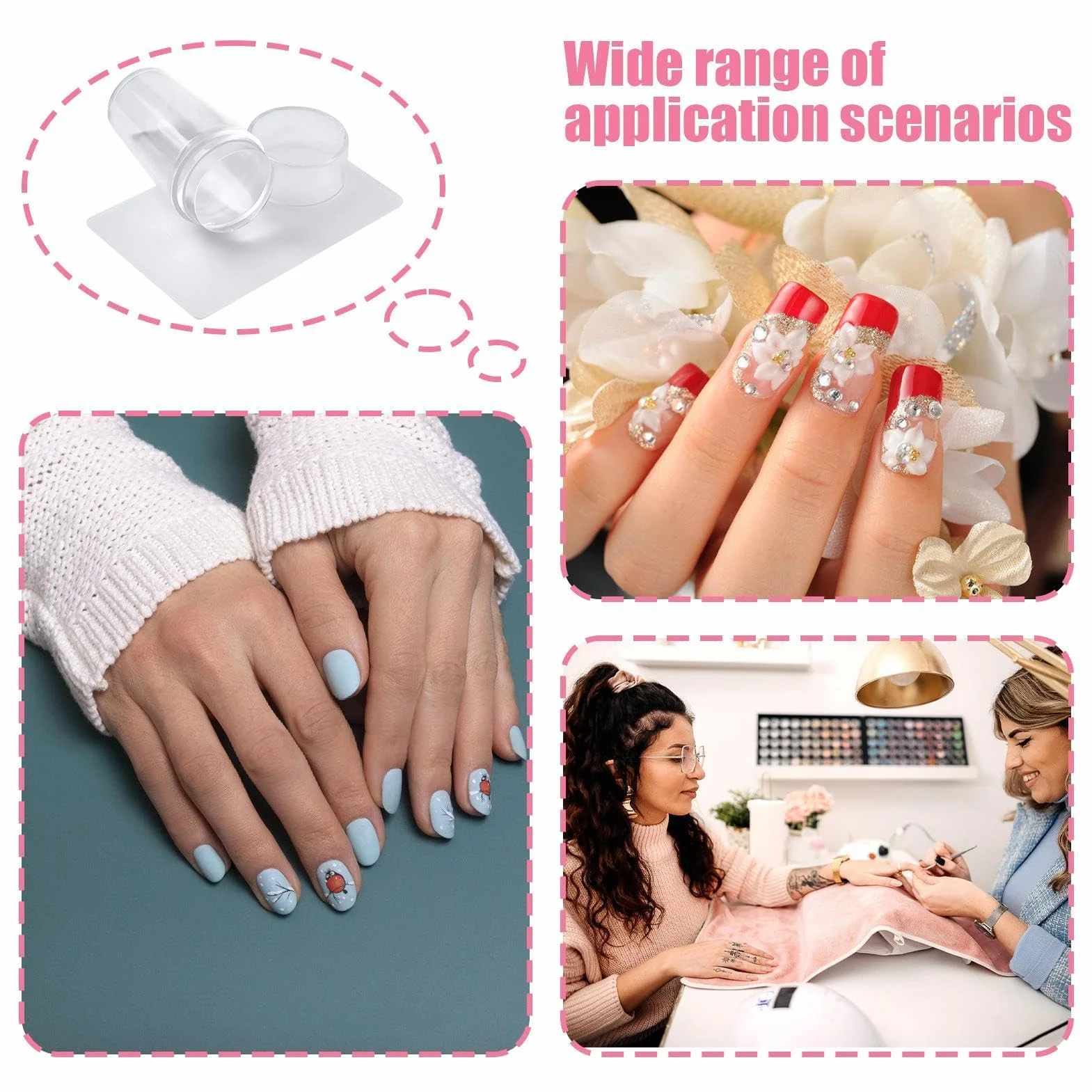 Kit Di Timbri Per Unghie Con Punta Francese In Silicone Stampo Per Unghie In Silicone Trasparente Strumento Di Stampa Per Nails Per Ragazze Manicure A Casa Salone D'arte Fai Da Te