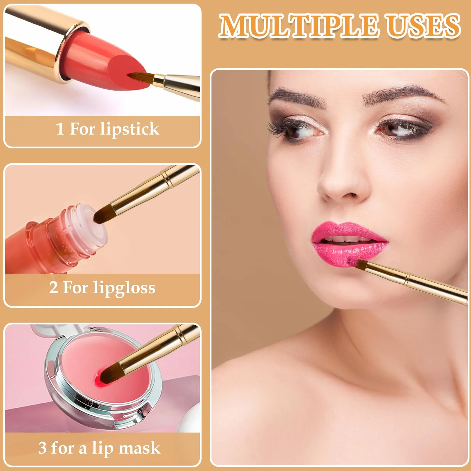 Abeillo, pennello per labbra retrattile, mini pennello per labbra correttore, pennello per rossetto, pennello per trucco per labbra