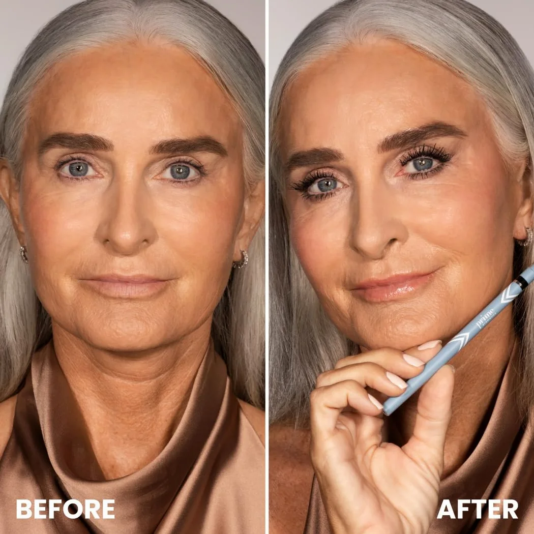 Prime Prometics PrimeEyes Glide Eyeliner per donne mature, impermeabile, a lunga durata e a prova di disordine, texture in crema gel, temperamatite discreto e efficace sfumatura (nero)