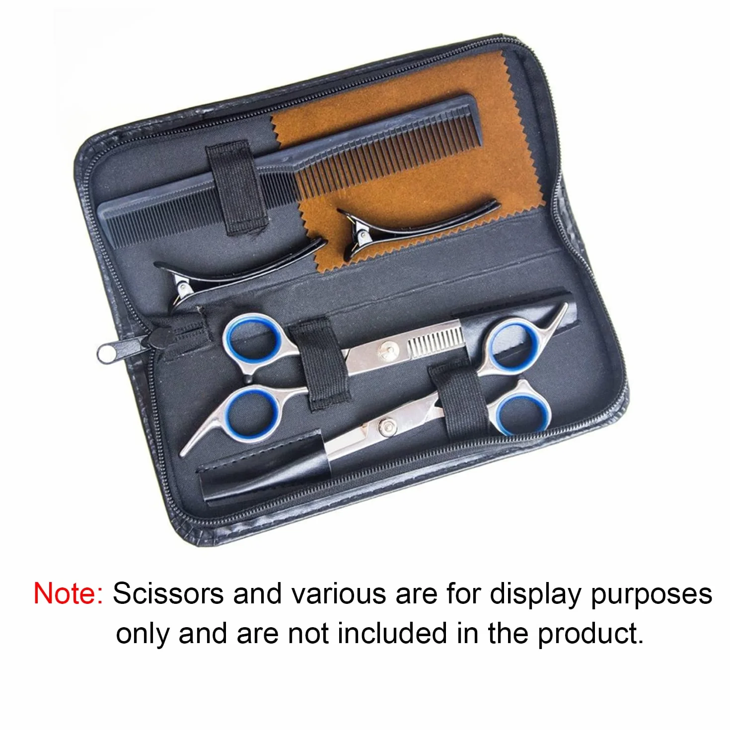 Custodia professionale per strumenti da parrucchiere, forbici da barbiere e pettine per capelli, in pelle sintetica nera