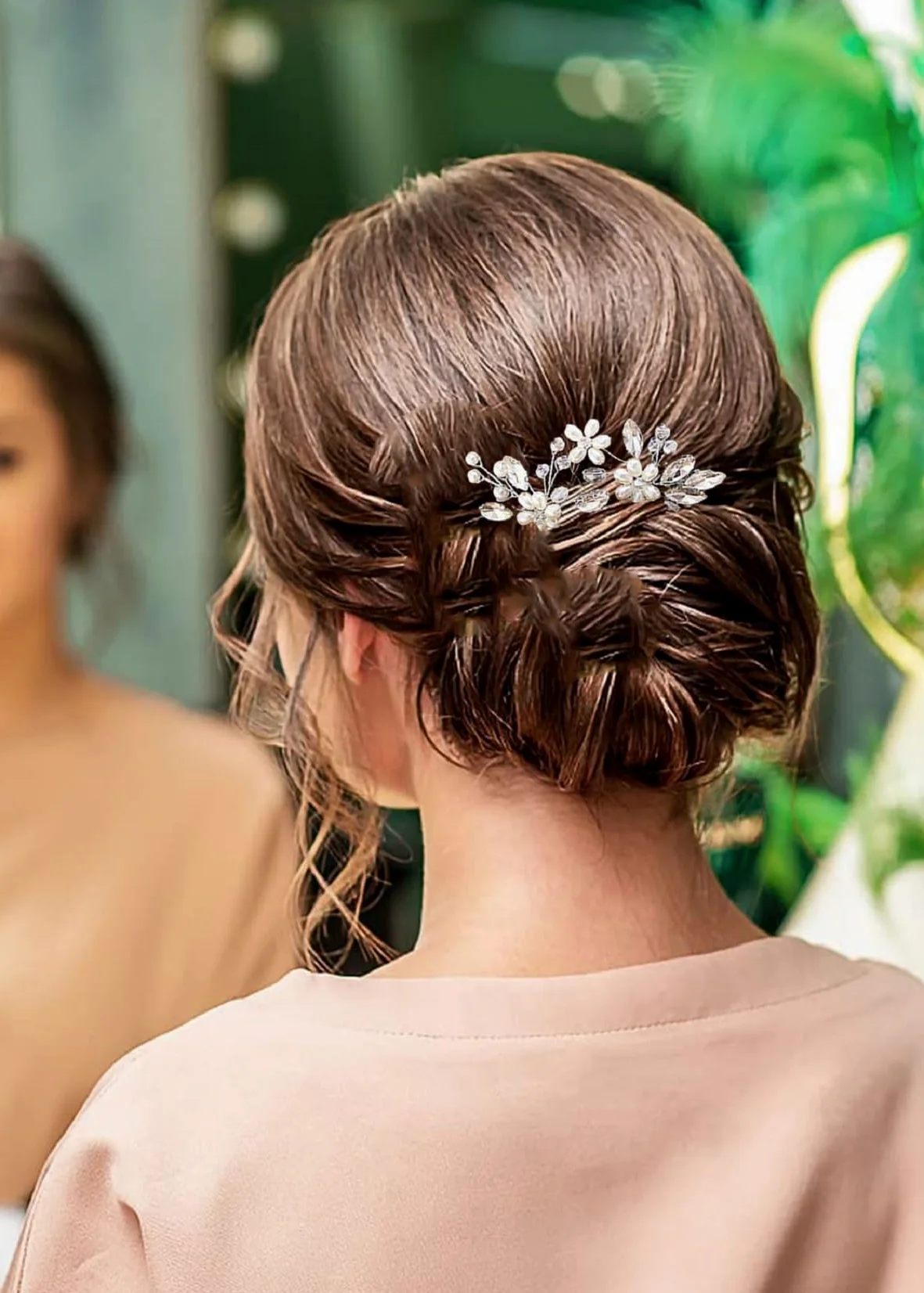 8 forcine per capelli da sposa, argentate, con strass, accessori per capelli per spose, damigelle d'onore, donne e ragazze