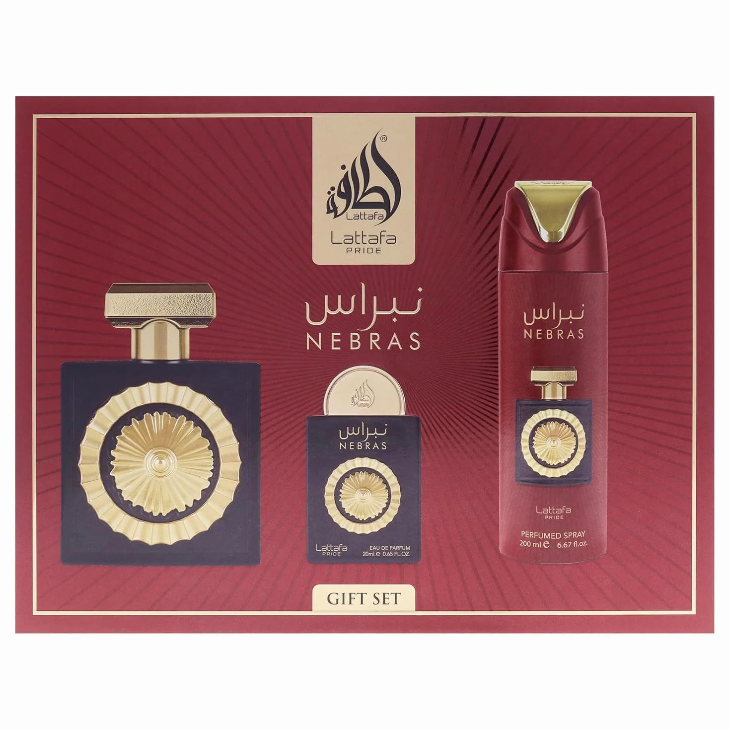 Lattafa Pride Nebras - Set regalo di lusso per uomo e donna, bacche gourmand e cioccolato, lampone, cacao fondente e vaniglia succosa, profumi benefici lunghi