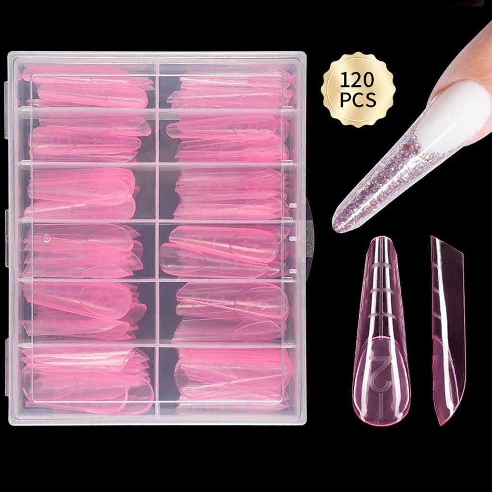 120 forme doppie per extension per unghie, in gel, copertura completa, con scala graduata, per manicure e nail art