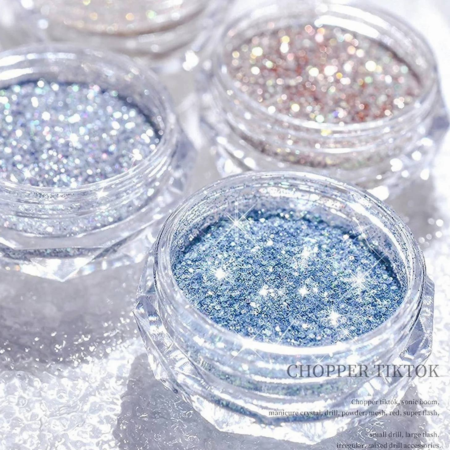 1 / 8pcs Glitter Nail Art Pigment Pigment Polvere, Nail Art Specchio Pigmento Polvere in Polvere Scintillio Giorno Rosa Branzini Chrome Chrome Powder (Color : 8Pcs)