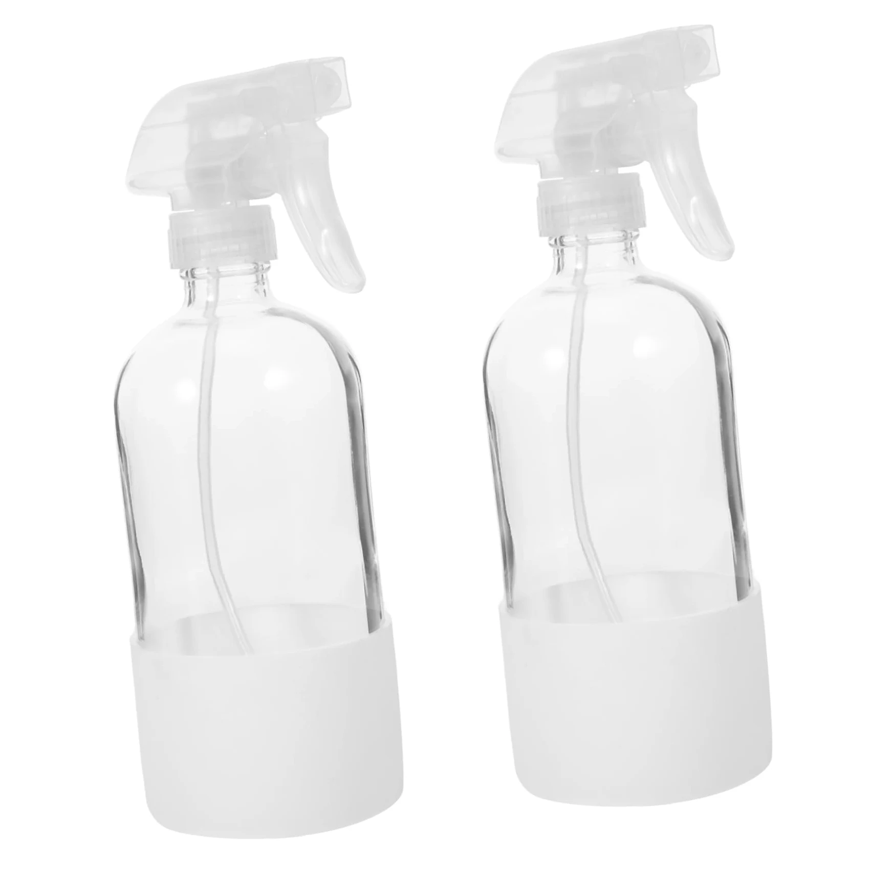 Bottiglia Spray 500ml in Vetro con Rivestimento in Silicone, 2 Pezzi | Nebulizzazione Fine, Bianco Moderno, Flaconi Vuoti Riutilizzabili per Uso Quotidiano