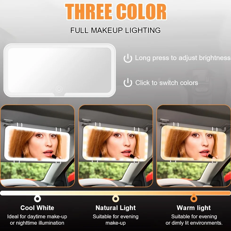 Specchio cosmetico a LED ricaricabile con 3 modalità luce e touch screen per neonati e bambini