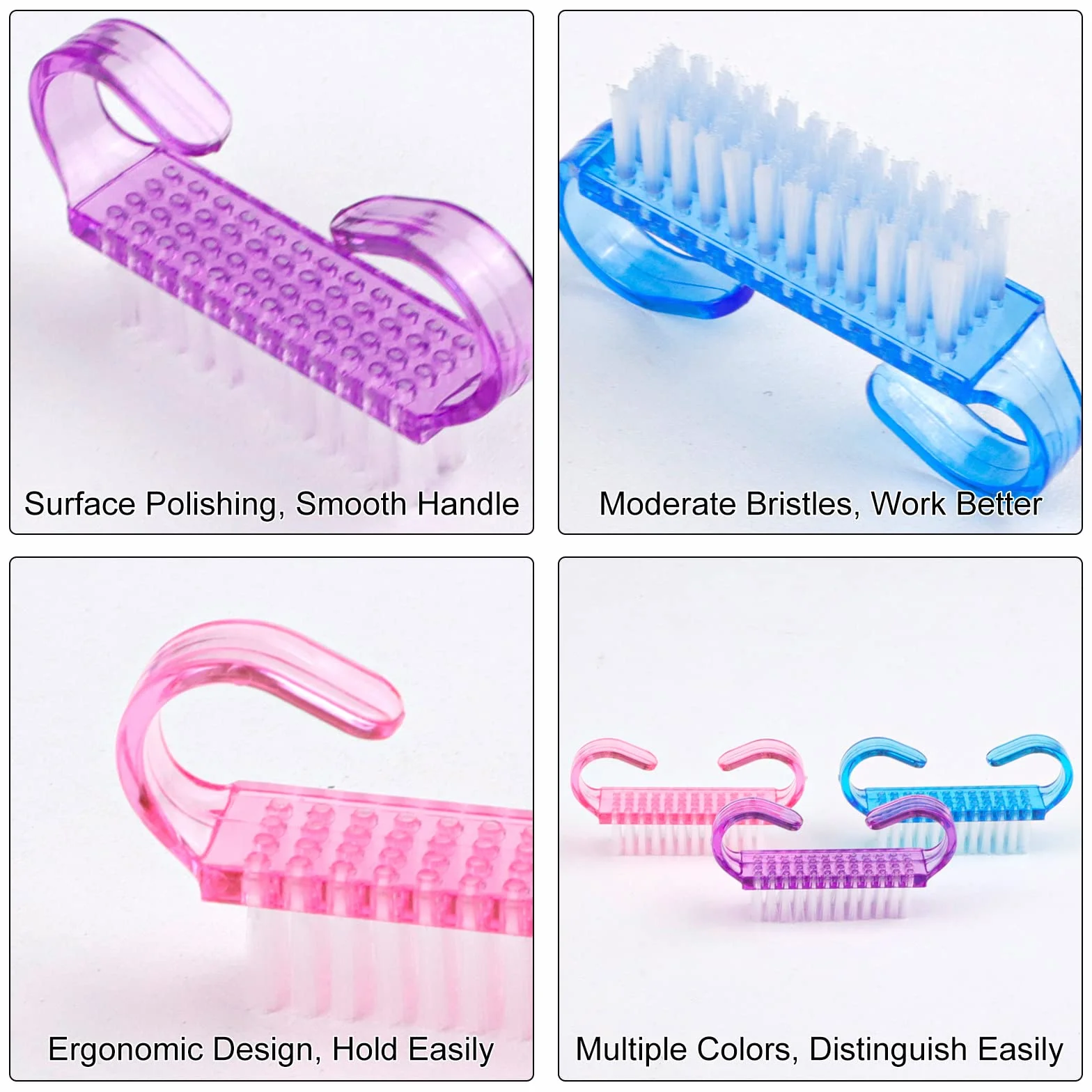 RETON 24 Pacchi Maniglia Grip Pennello per Unghie, Unghia Spazzola per Pulire Spazzola per Dita e Unghie Pulitore, Pennelli per Pedicure per Uomini e Donne