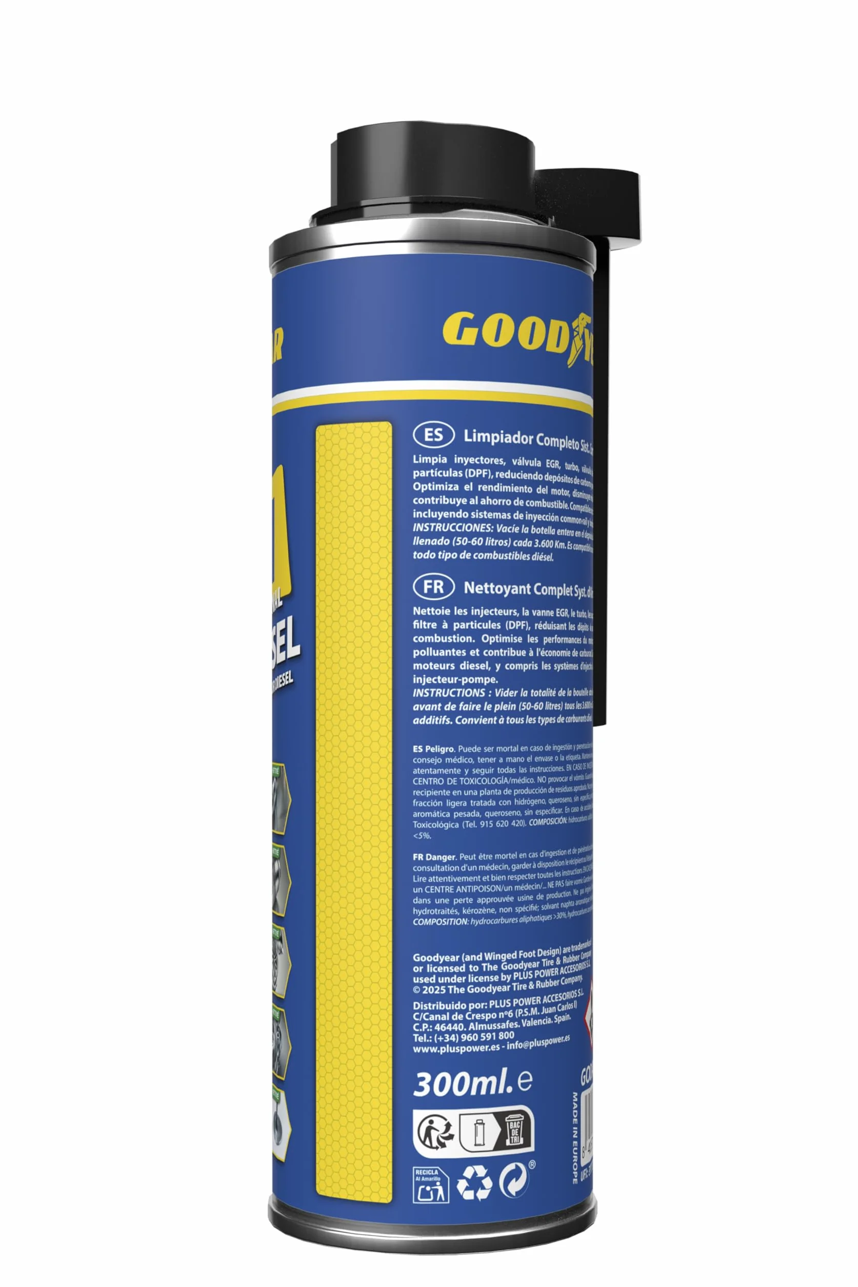 Goodyear Additivo detergente per Motori Diesel 5 in 1 300 ml | Detergente Completo per iniettori, Turbo, DPF, valvola EGR e aspirazione