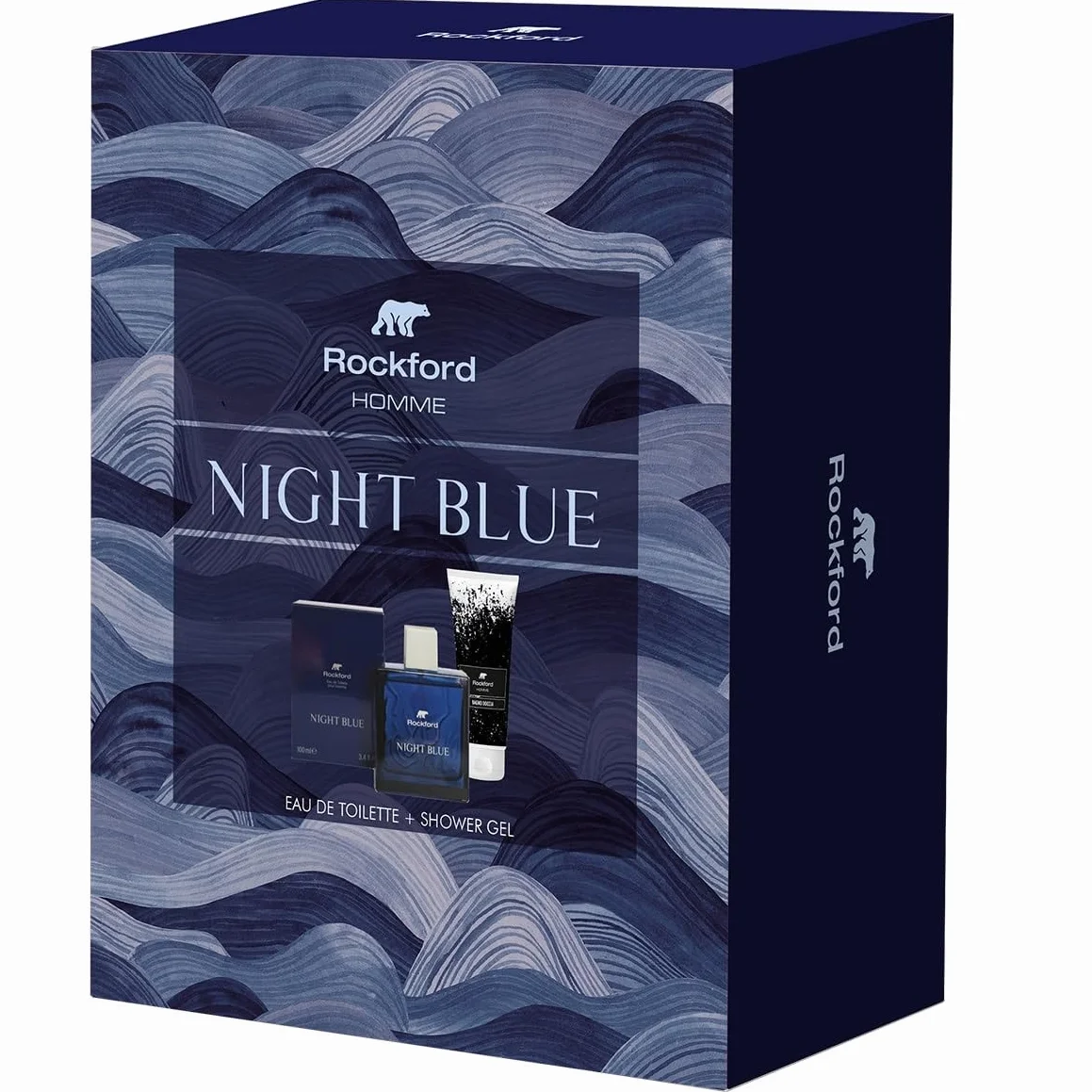 Rockford, Night Blue, Cofanetto Regalo con Profumo Uomo e Gel Doccia, Confezione Regalo Uomo, con Note Fresche di Mandarino, Bergamotto, Limone, Lentisco, Pino, Lavanda, Eucalipto, 100 ml + 200 ml