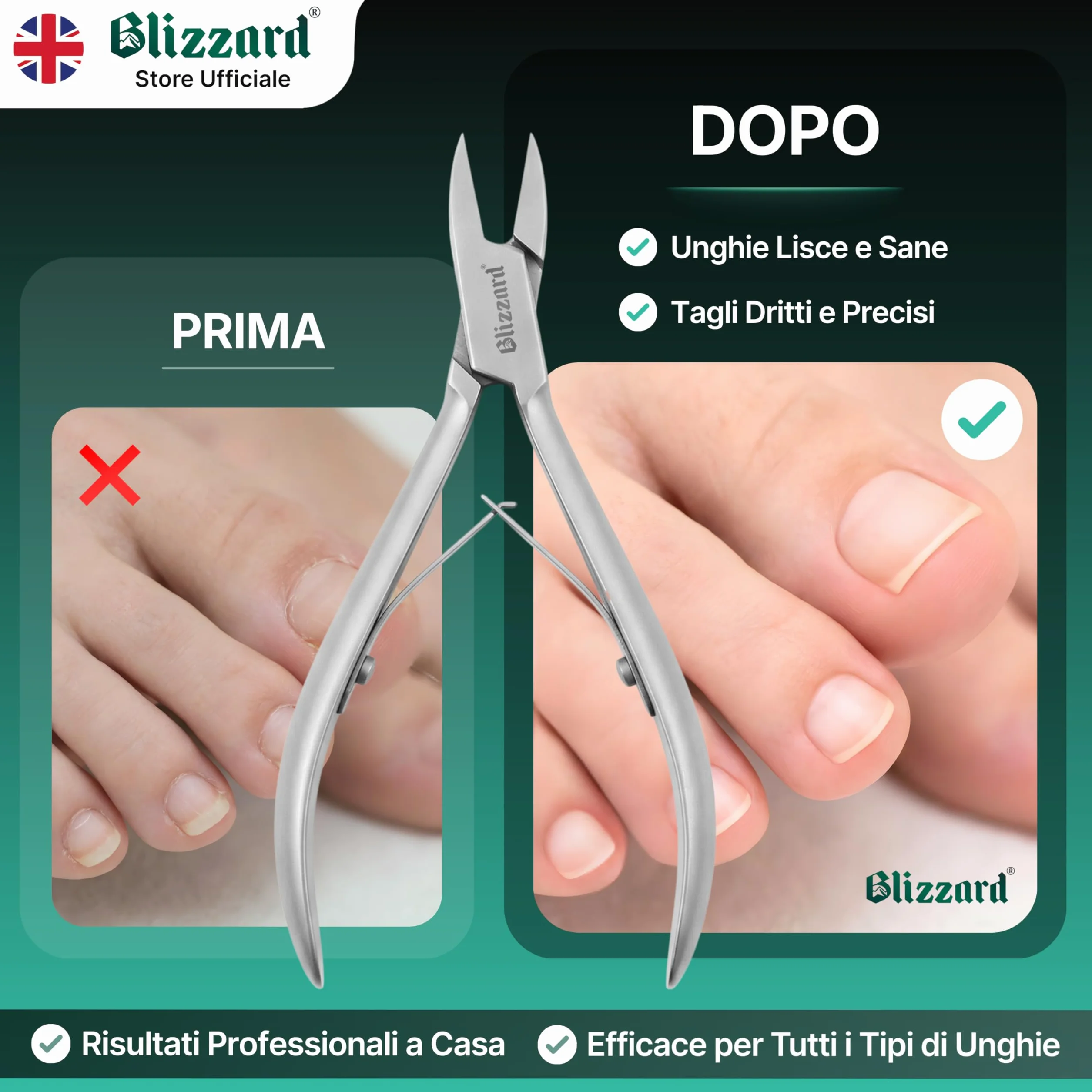 Blizzard Tronchese Unghie Piedi Professionale Acciaio Inox 13cm Taglio Retto