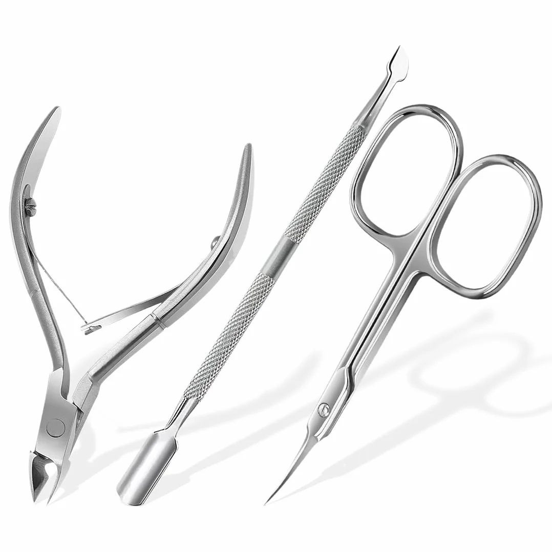 Professionale 3 in 1 Strumenti per Pedicure Manicure, Kit Rimozione Cuticole con Pinze Forbici